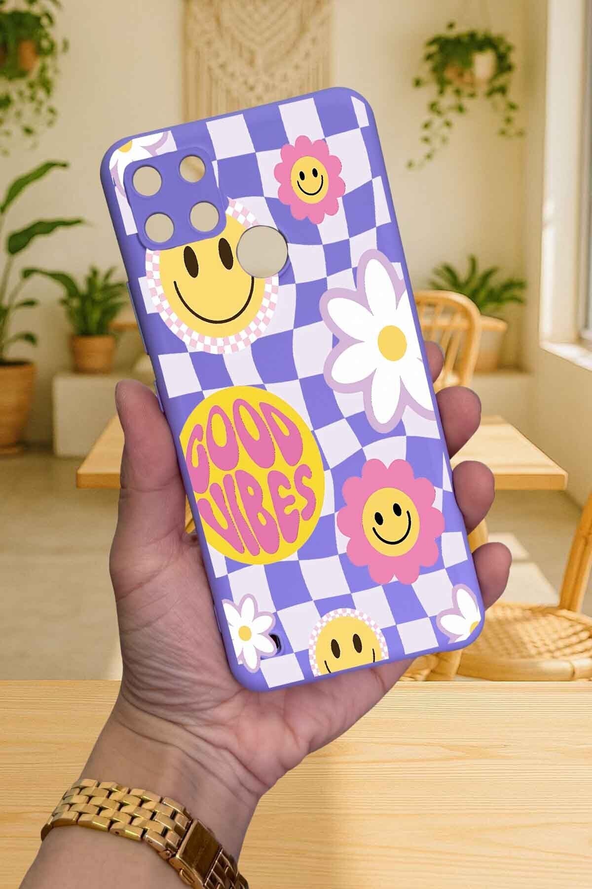 Realme C21Y Ve C25Y -GOOD VİBES Silikon Darbe Emici Klasik Korumalı Rubber Kılıf