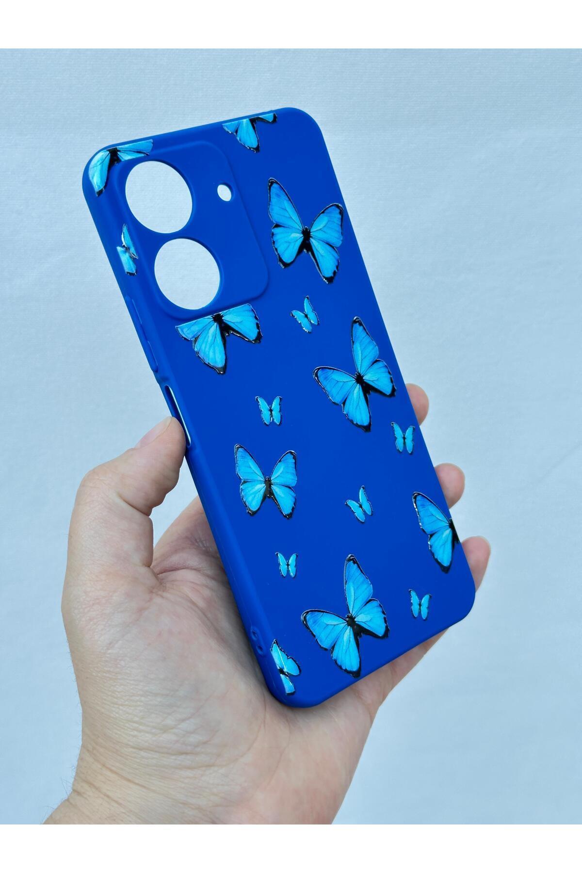 REDMİ 13C-Kelebek desenli Lansman Kamera Korumalı Yumuşak Silikon RUBBER Kılıf