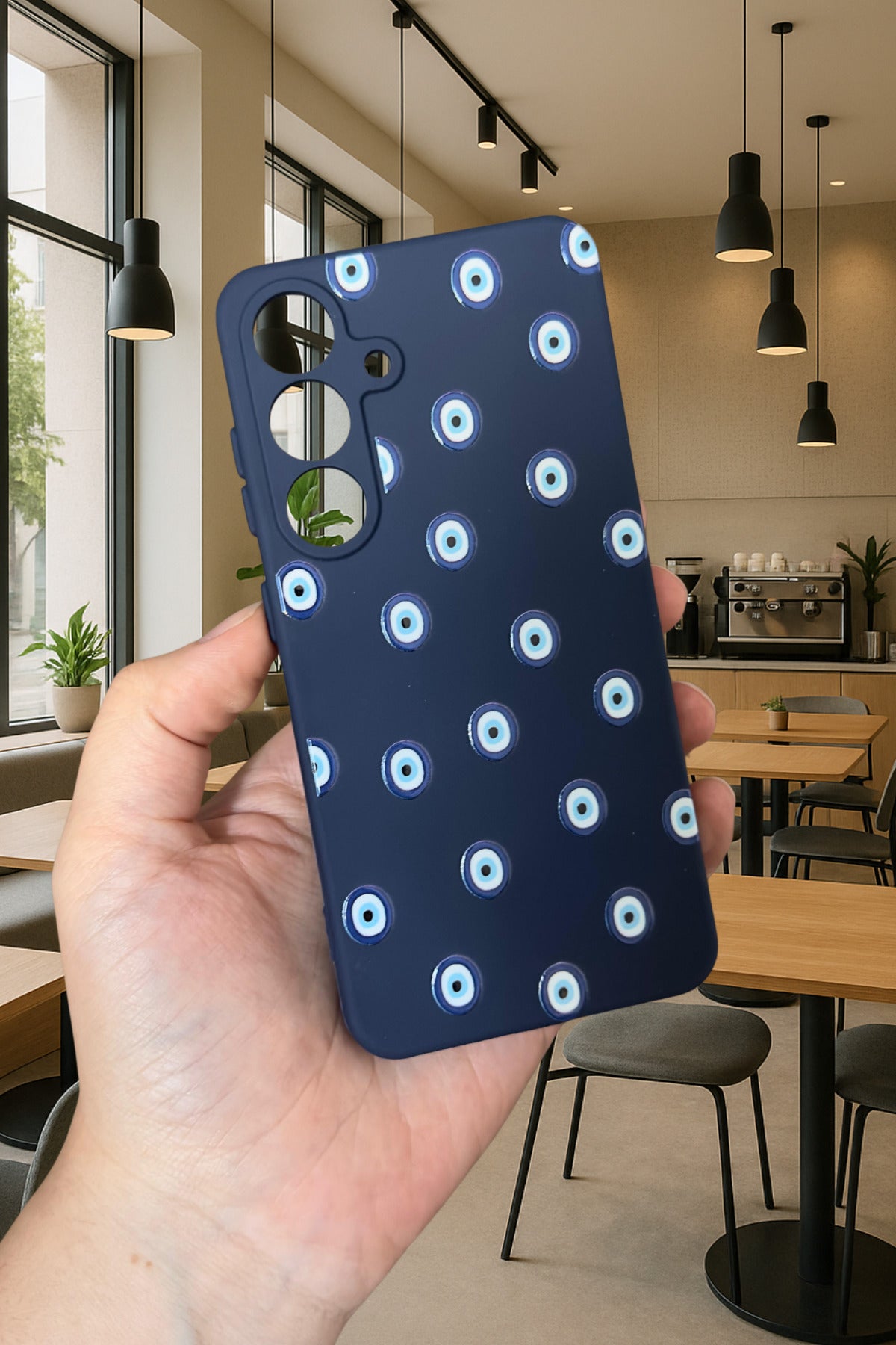 Samsung Galaxy A16 - NAZAR BONCUK DESENLİ Silikon Darbe Emici Klasik Korumalı Rubber Kılıf