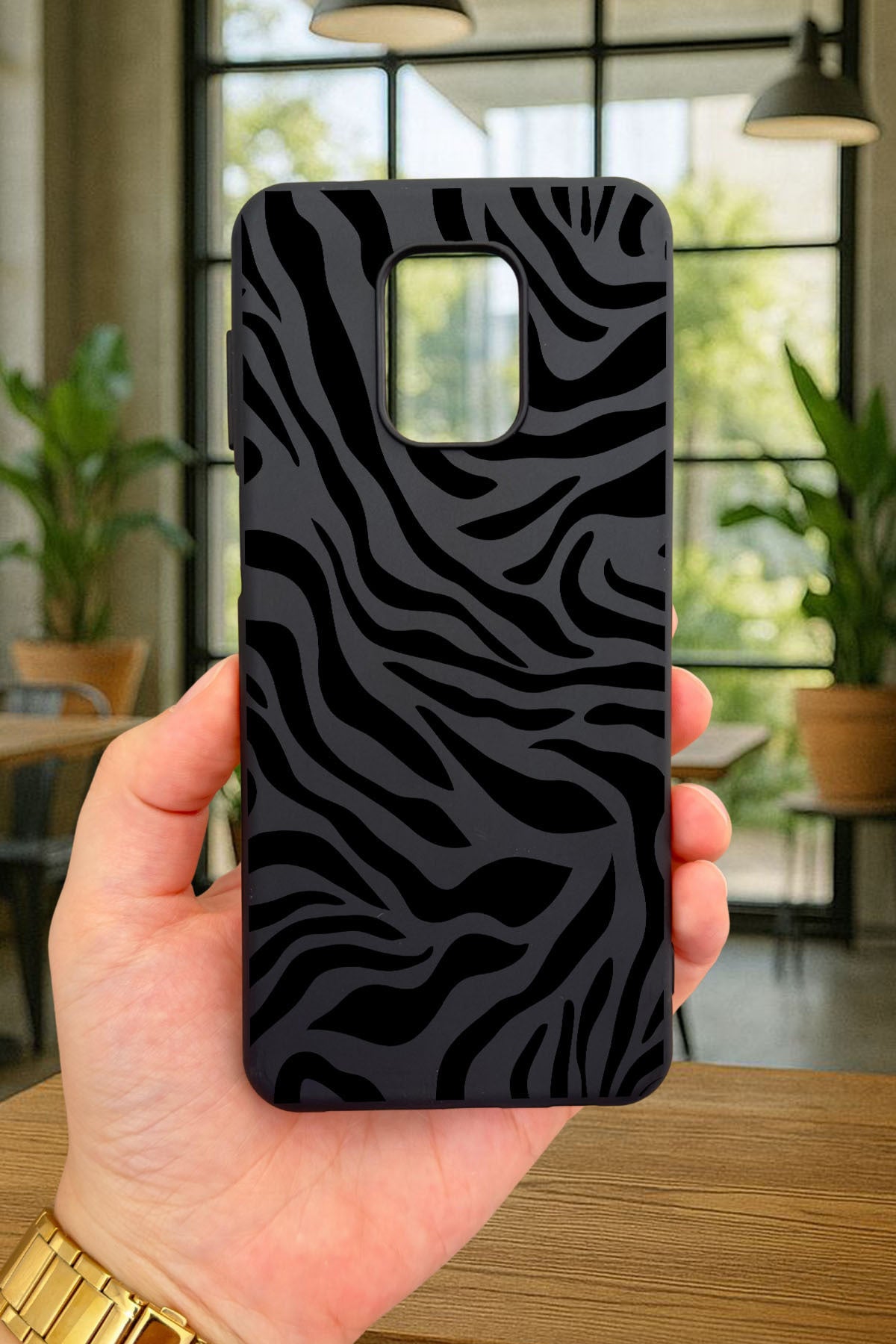 Redmi Note 9 Pro ve 9S Uyumlu ZEBRA DESENLİ Silikon Darbe Emici Klasik Korumalı Rubber Kılıf
