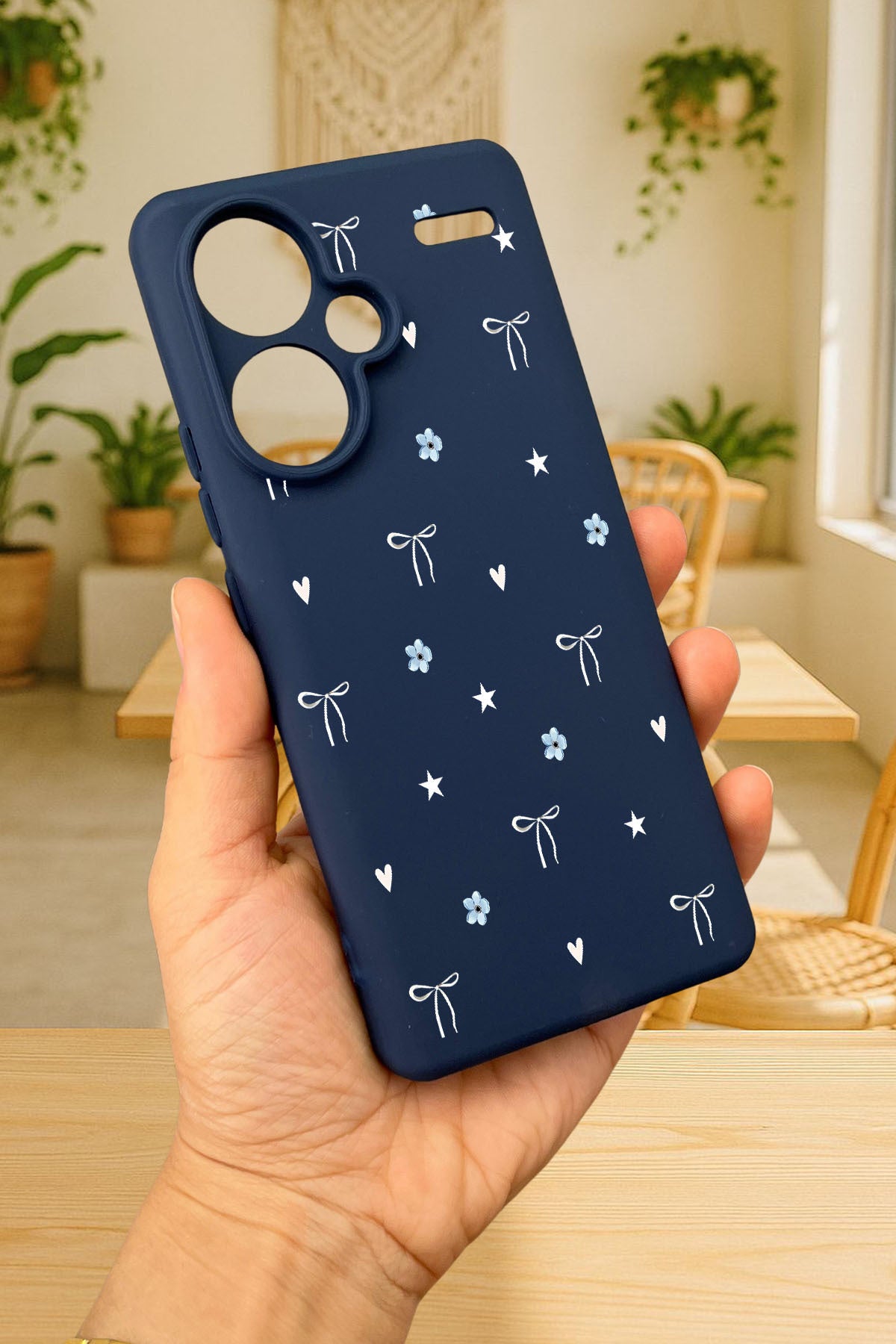 Redmi Note 13 Pro Plus-MİNİ FİYONK DESENLİ Silikon Darbe Emici Klasik Korumalı Rubber Kılıf