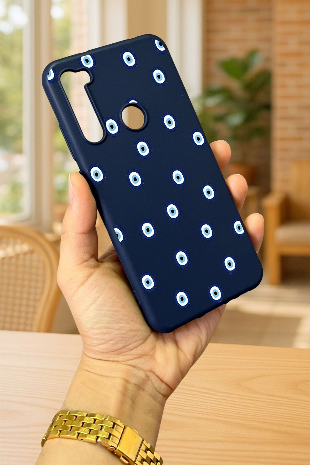 Xiaomi Redmi Note 8 NAZAR BONCUK DESENLİ Silikon Darbe Emici Klasik Korumalı Rubber Kılıf