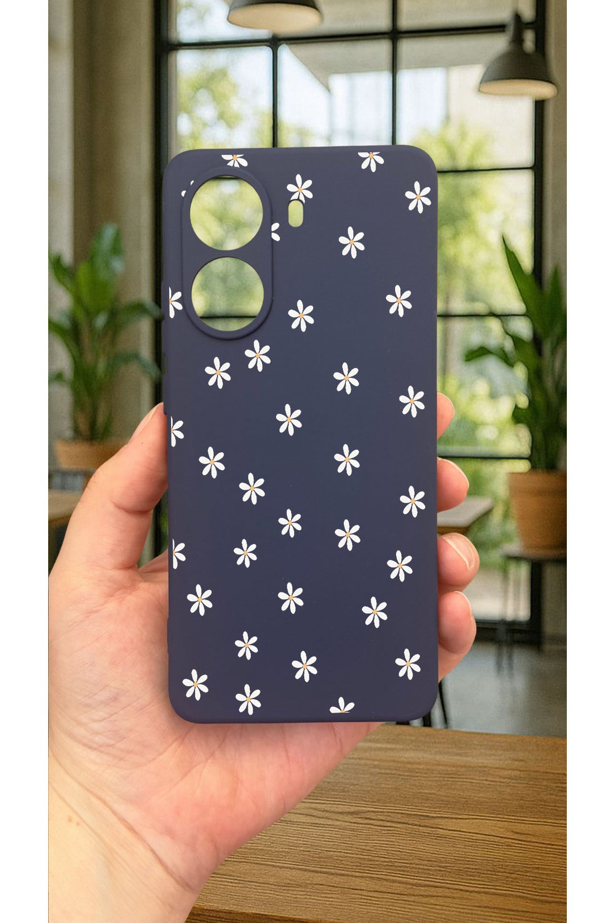 Xiaomi POCO X7 PRO MİNİ PAPATYA DESENLİ Silikon Darbe Emici Klasik Korumalı Rubber Kılıf