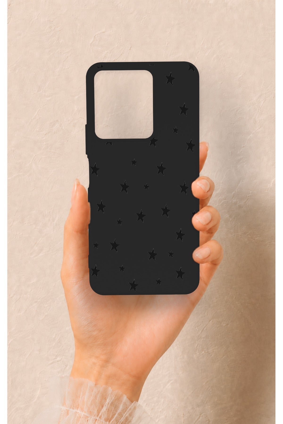 Vivo Y35 Uyumlu Mini Siyah Yıldız Desenli Silikon Kılıf