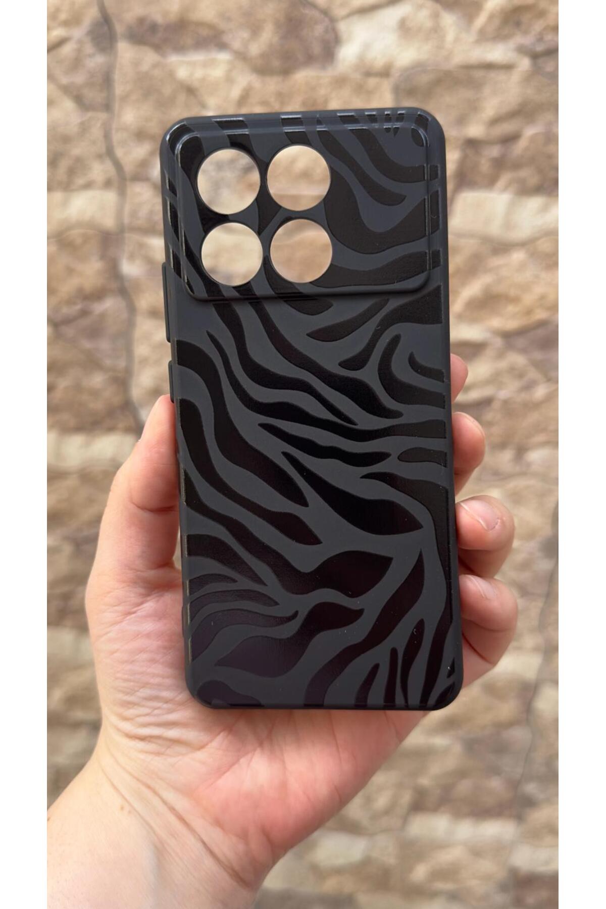 Poco X6 Pro 5G Uyumlu Zebra Desenli Silikon Darbe Emici Klasik Korumalı Rubber Kılıf
