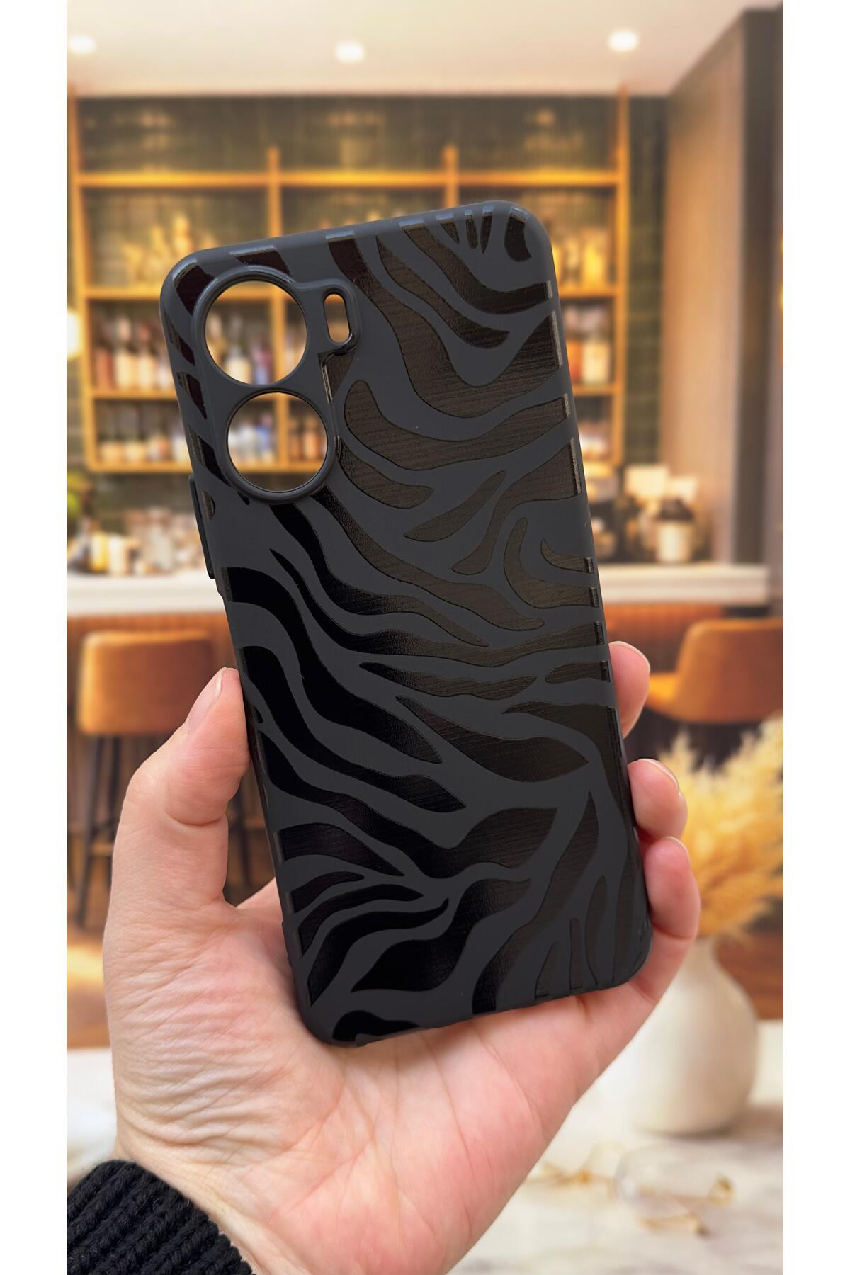 Vivo Y16 Uyumlu Zebra Desenli Silikon Darbe Emici Klasik Korumalı Rubber Kılıf