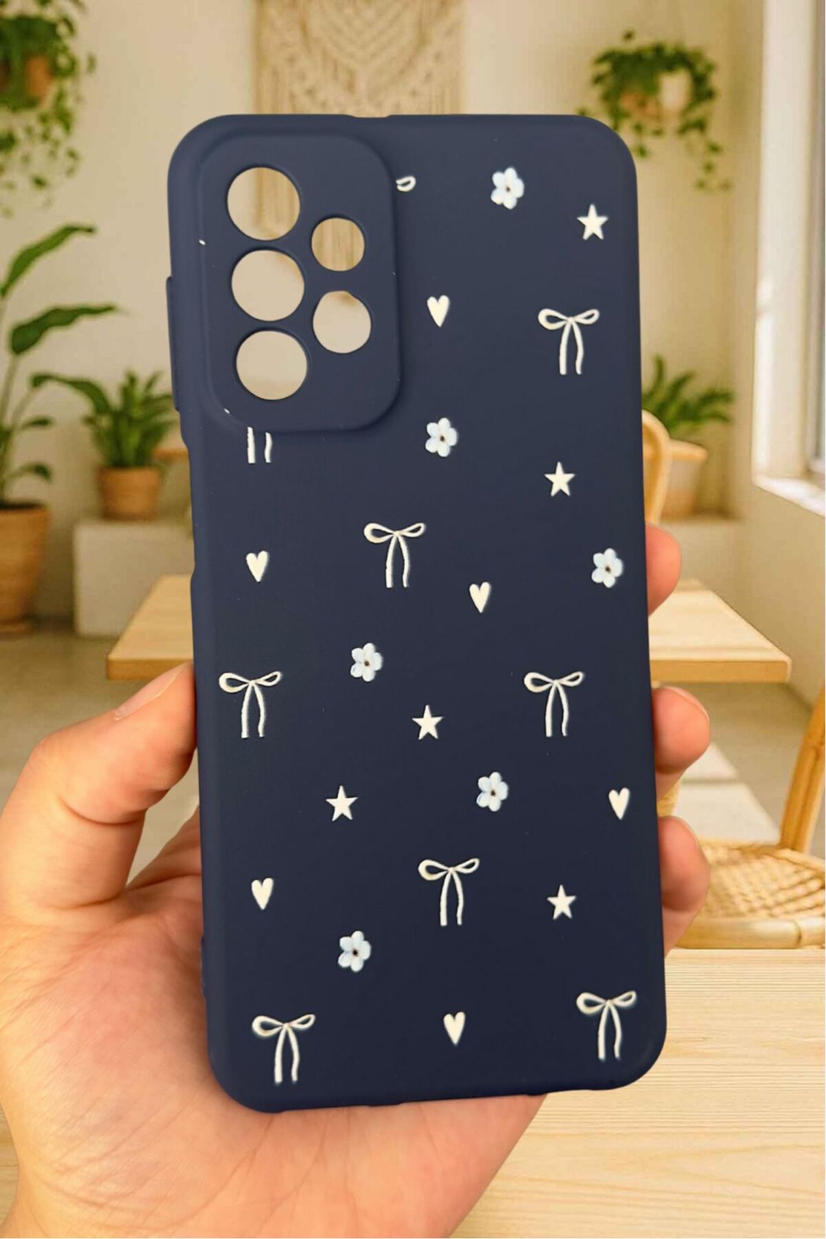 Samsung Galaxy A52 Uyumlu Mini Fiyonk Desenli Silikon Darbe Emici Klasik Korumalı Rubber Kılıf