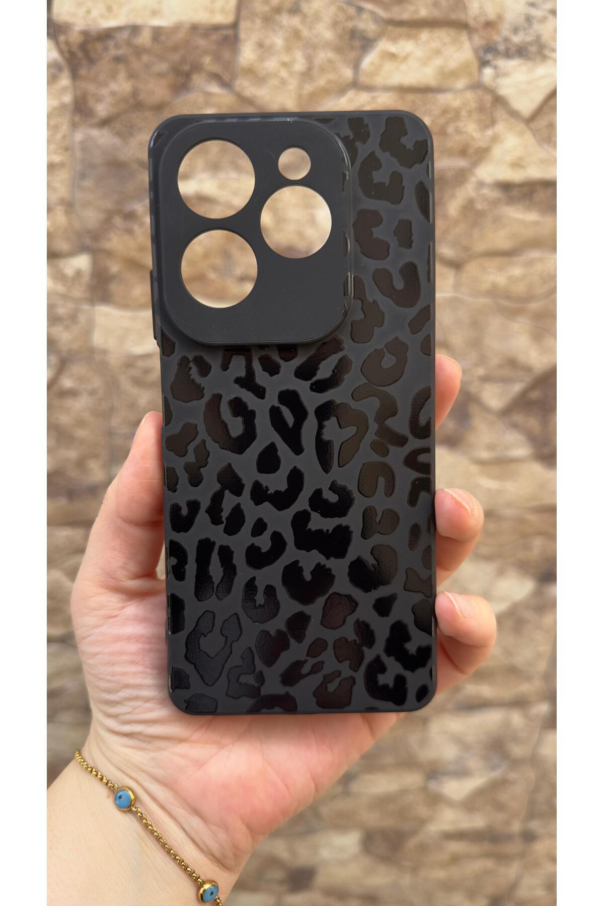 İNFİNİX HOT 40 Uyumlu Leopar Desenli Silikon Darbe Emici Klasik Korumalı Rubber Kılıf