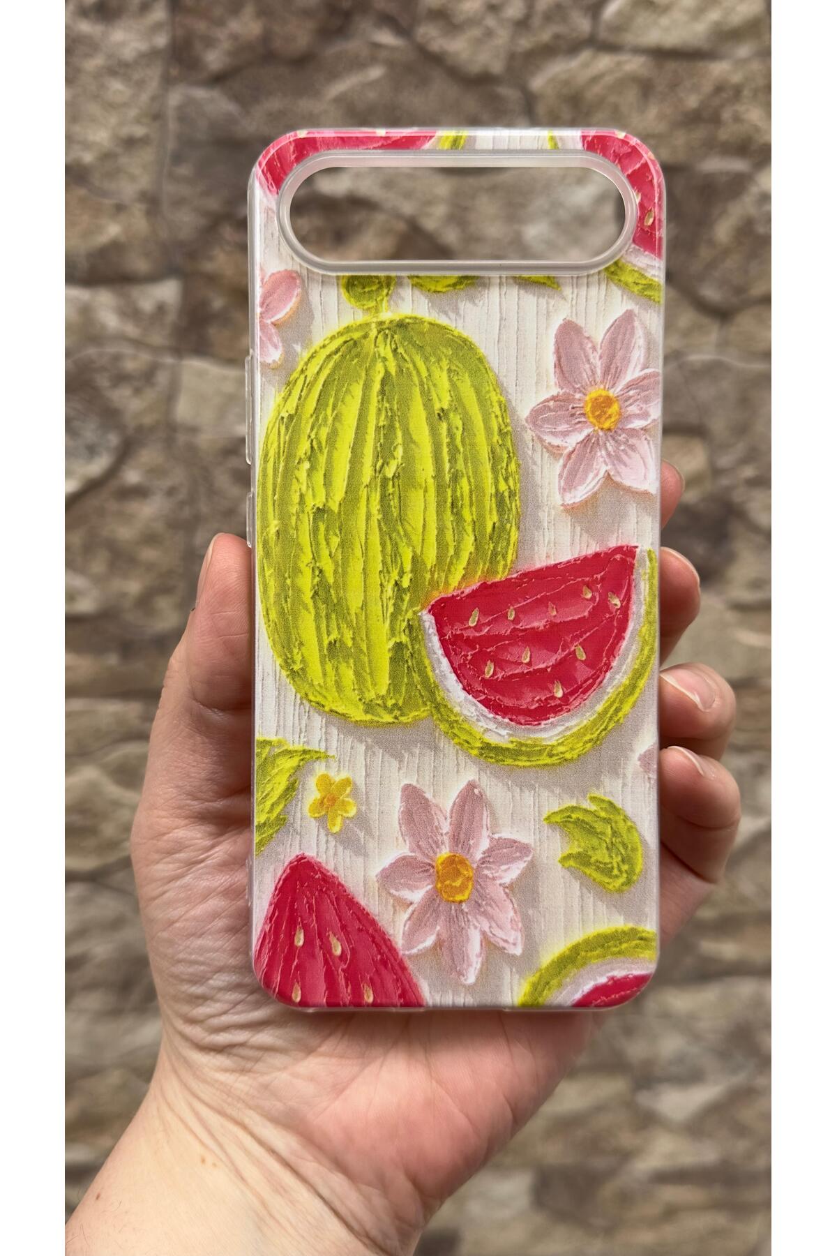 Tecno Spark Slim Uyumlu Karpuz Desenli Yaz Temalı Şeffaf Darbe Emici Kamera Korumalı Clear Kılıf