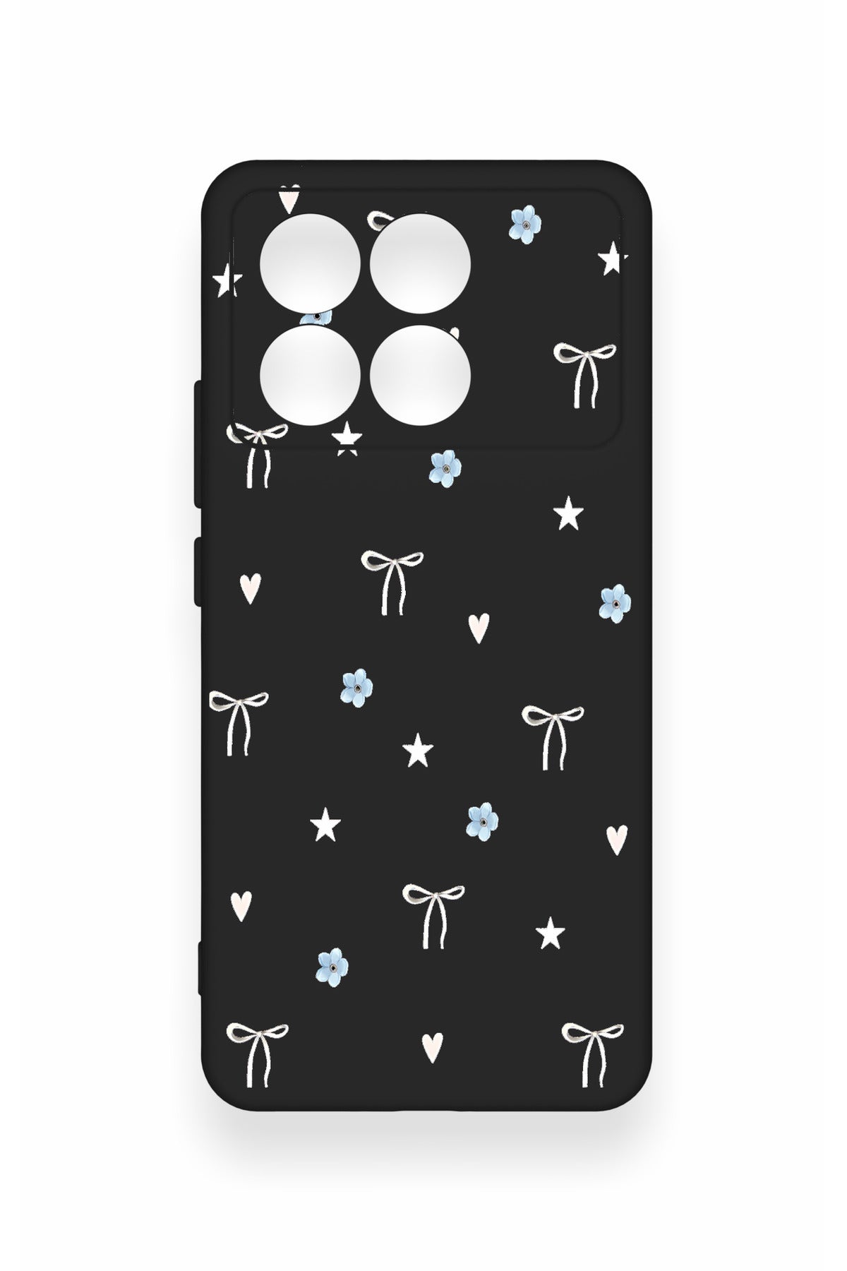 Poco X6 Pro Uyumlu Mini Fiyonk Siyah Desenli Silikon Kılıf
