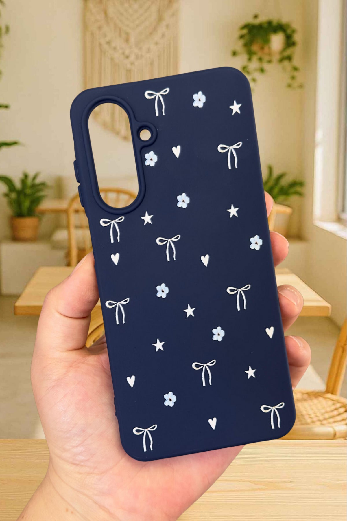Samsung Galaxy A36 Uyumlu Mini Fiyonk Desenli Silikon Darbe Emici Klasik Korumalı Rubber Kılıf