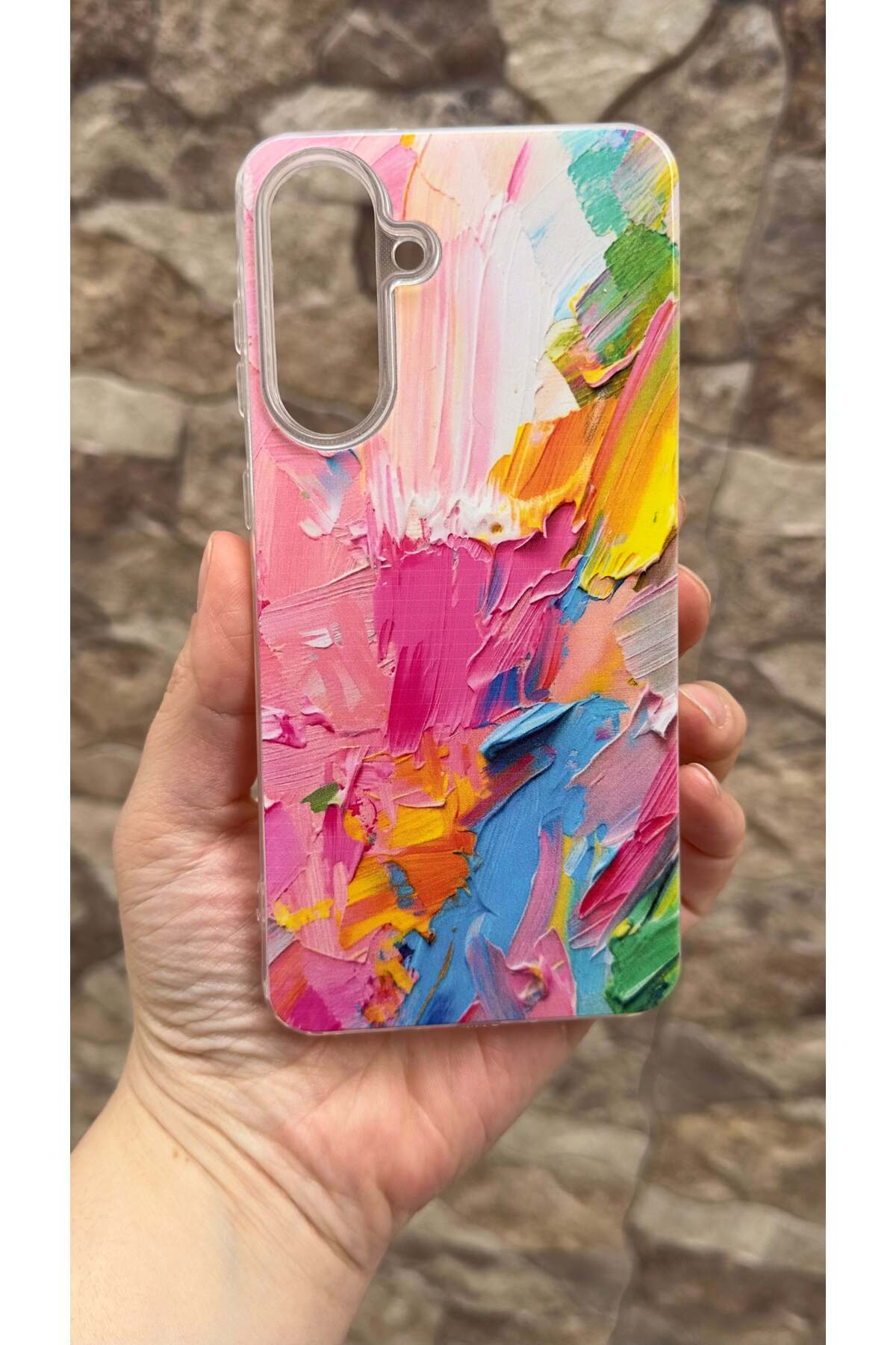 Galaxy A56 Uyumlu Renkli Soyut Desenli Şeffaf Darbe Emici Kamera Korumalı Clear Kılıf