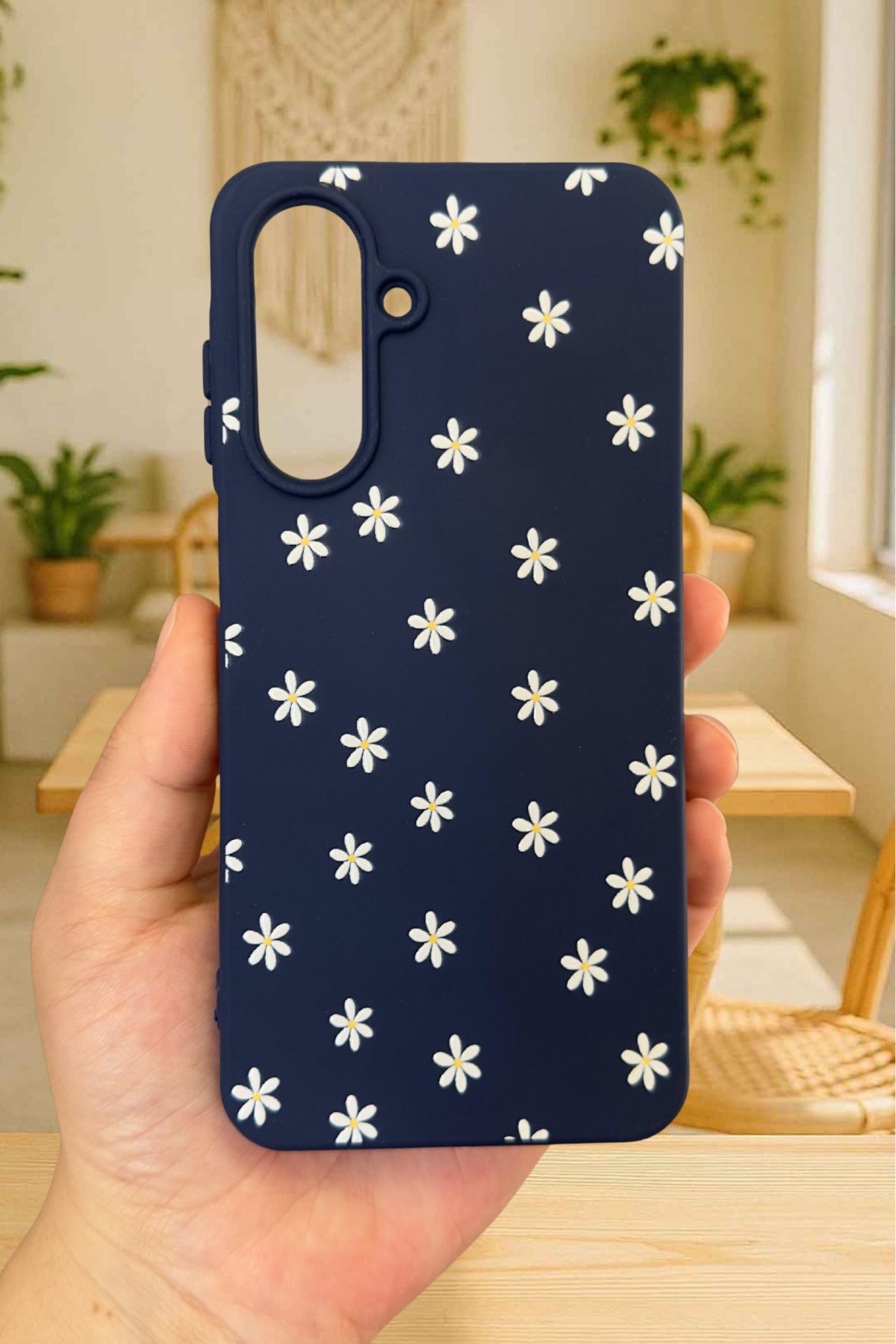 Samsung Galaxy A36 Uyumlu Mini Papatya Desenli Silikon Darbe Emici Klasik Korumalı Rubber Kılıf