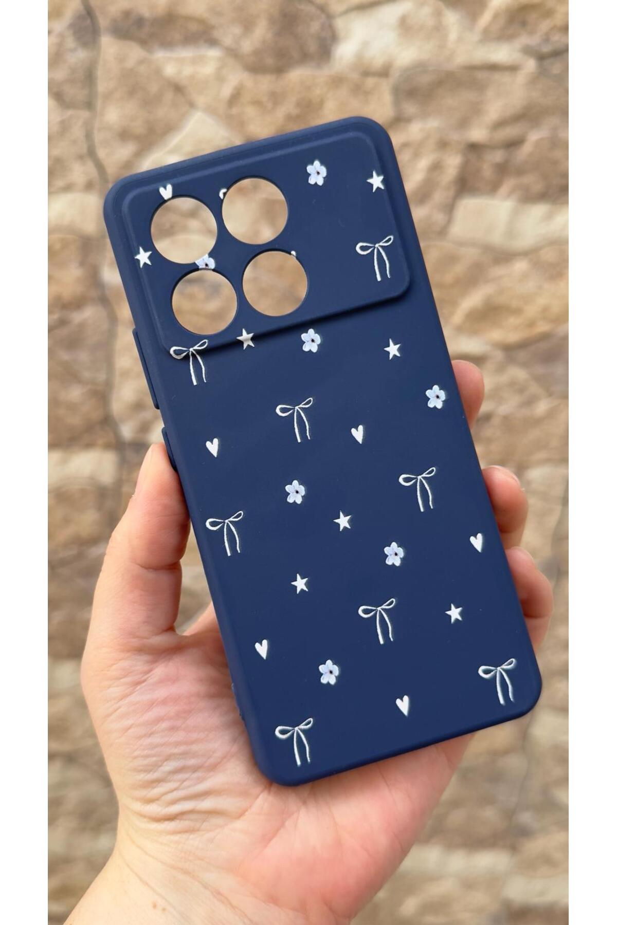Poco X6 Pro 5G Uyumlu Mini Fiyonk Desenli Silikon Darbe Emici Klasik Korumalı Rubber Kılıf