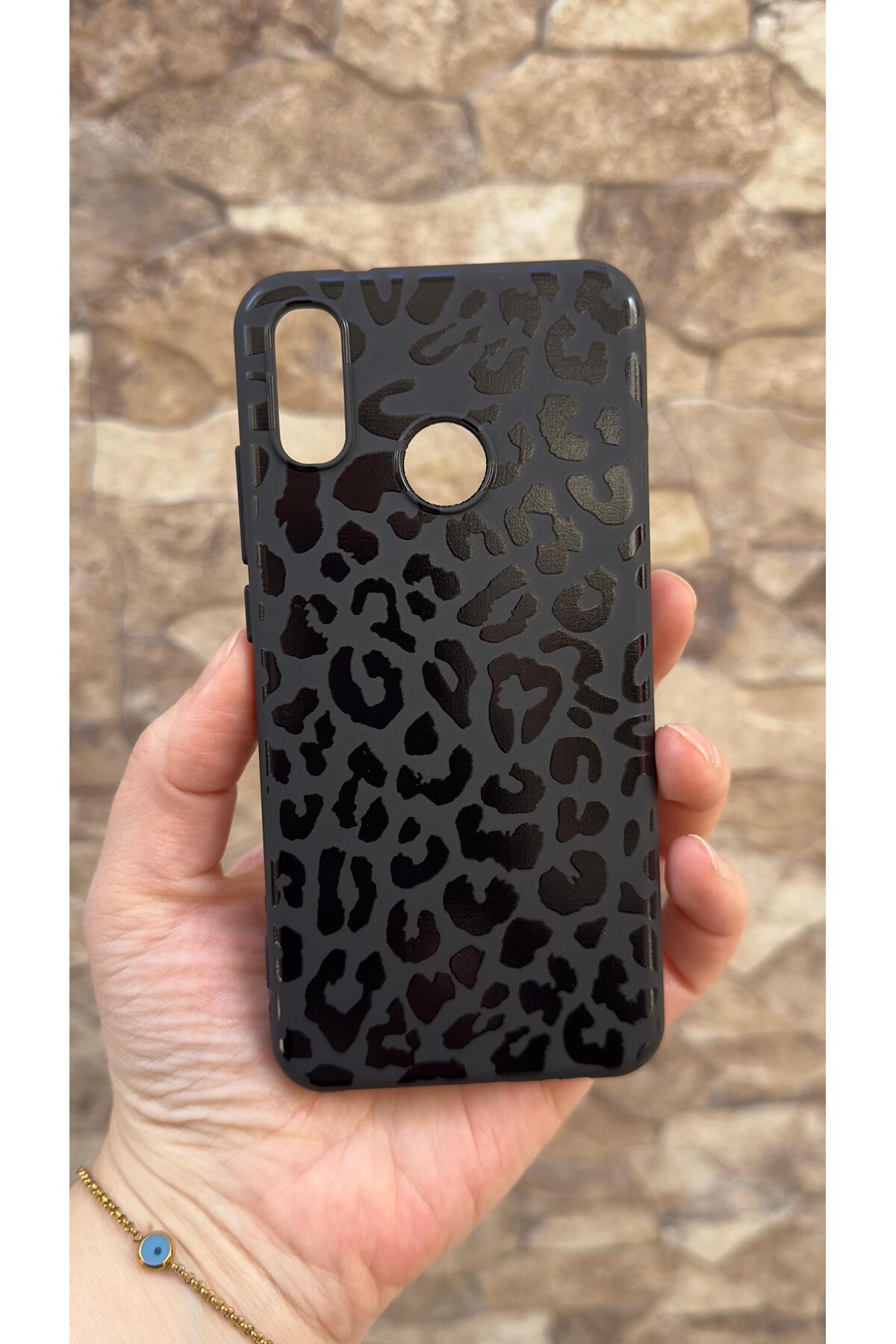 HUAWEİ P20 LİTE Uyumlu Leopar Desenli Silikon Darbe Emici Klasik Korumalı Rubber Kılıf
