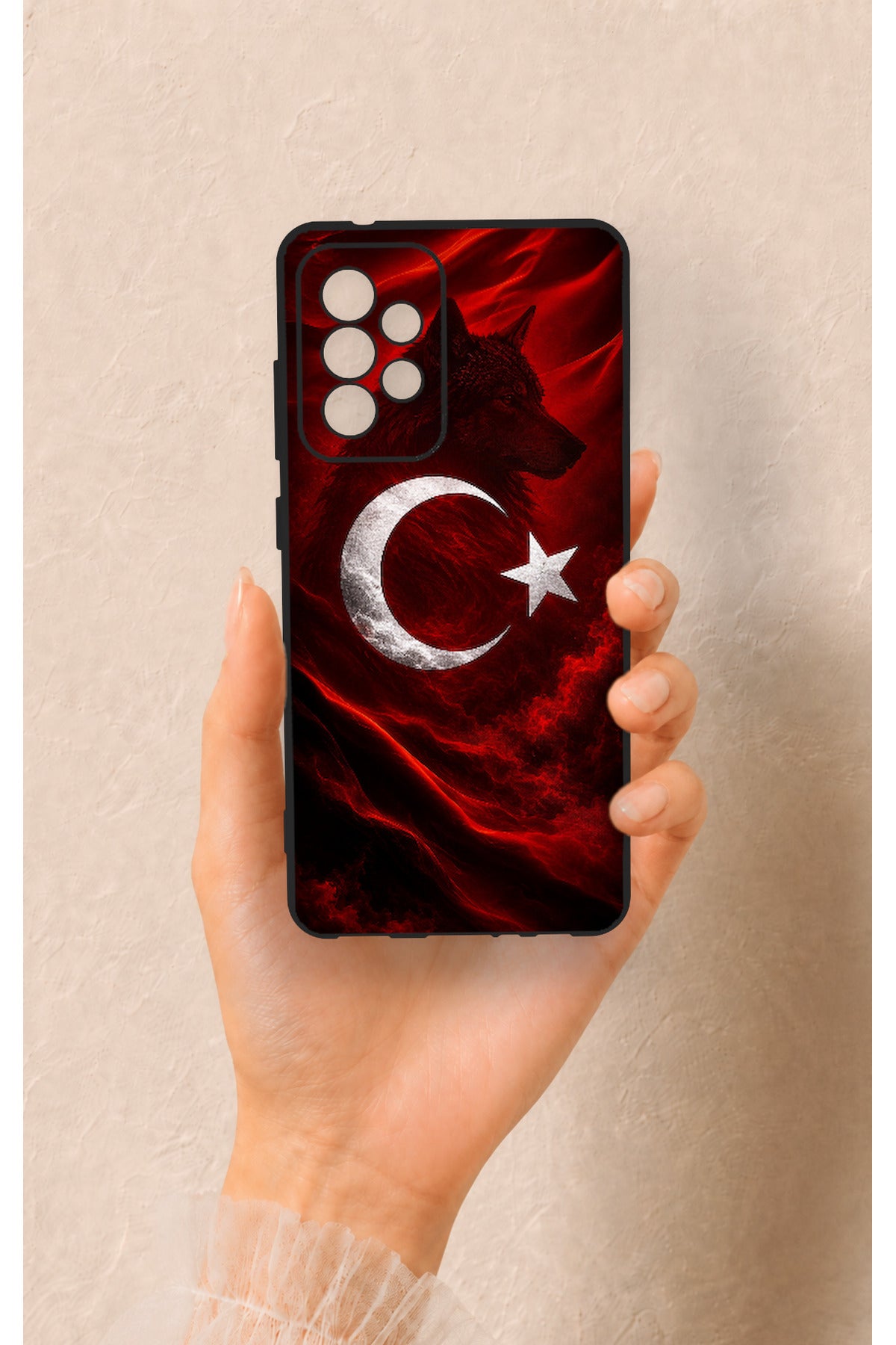 Samsung A52 Uyumlu Kurt Türk Bayrağı Desenli Silikon Kılıf