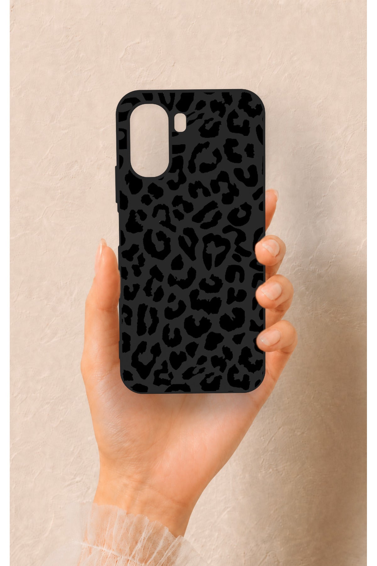 Oppo A6T Uyumlu Siyah Leopar Desenli Silikon Kılıf