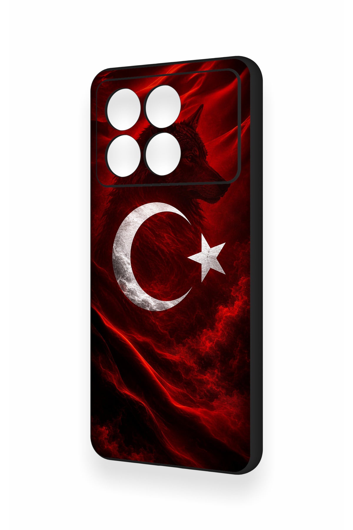 Poco X6 Pro Uyumlu Kurt Türk Bayrağı Desenli Silikon Kılıf