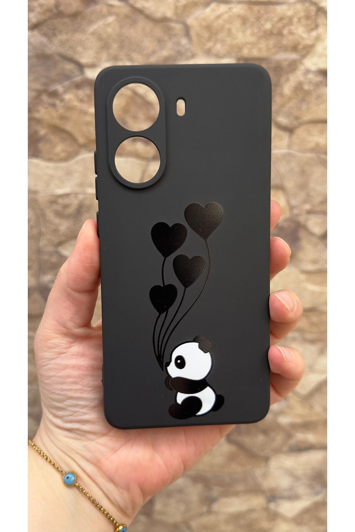 POCO X7 PRO Uyumlu Kalpli Panda Desenli Silikon Darbe Emici Klasik Korumalı Rubber Kılıf