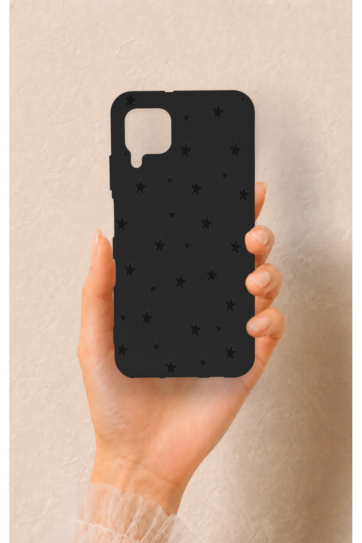 Huawei P40 Lite Uyumlu Mini Siyah Yıldız Desenli Silikon Kılıf