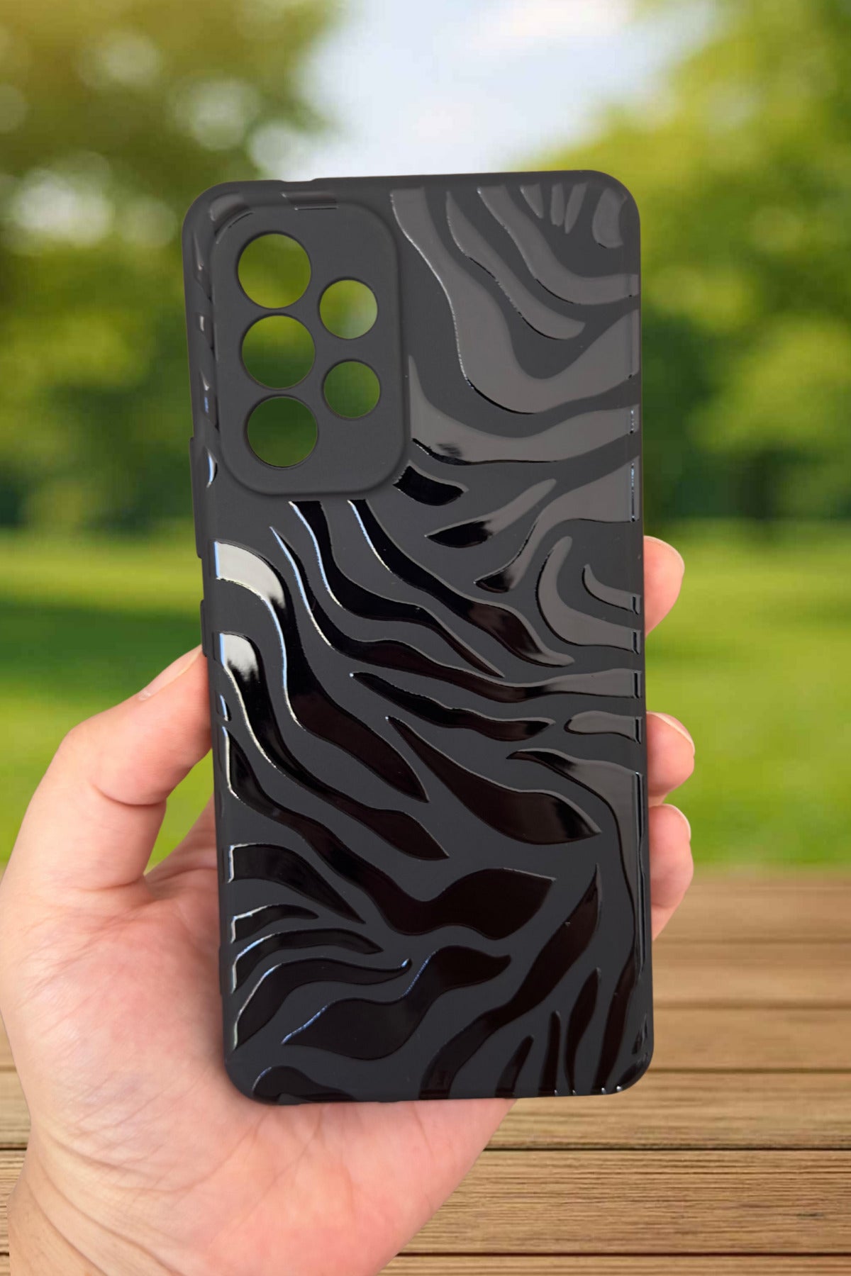 Samsung Galaxy A52 Uyumlu Zebra Desenli Silikon Darbe Emici Klasik Korumalı Rubber Kılıf