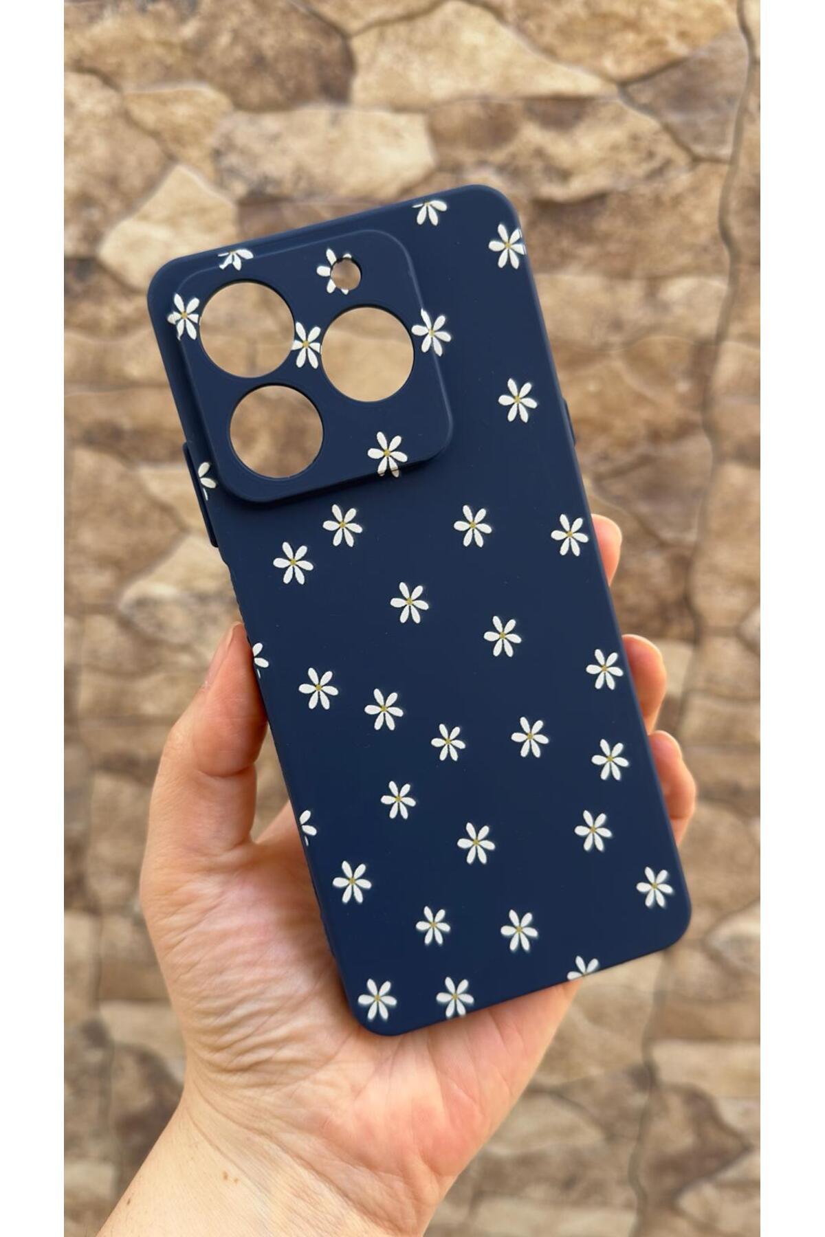 General Mobile Era 50 Uyumlu Mini Papatya Desenli Silikon Darbe Emici Klasik Korumalı Rubber Kılıf