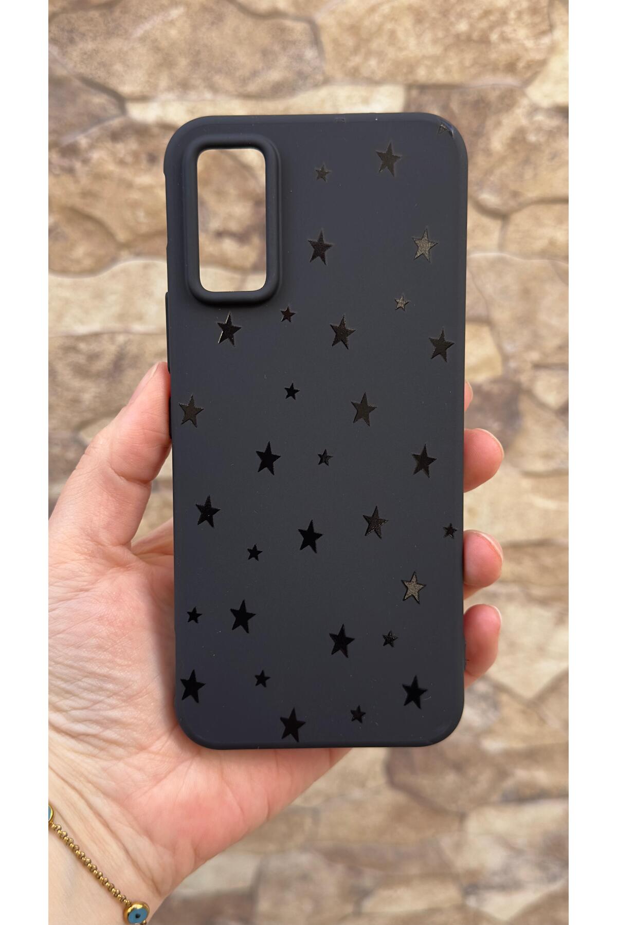 Infinix GT 30 Pro Uyumlu Mini Siyah Yıldız Desenli Silikon Darbe Emici Klasik Korumalı Rubber Kılıf