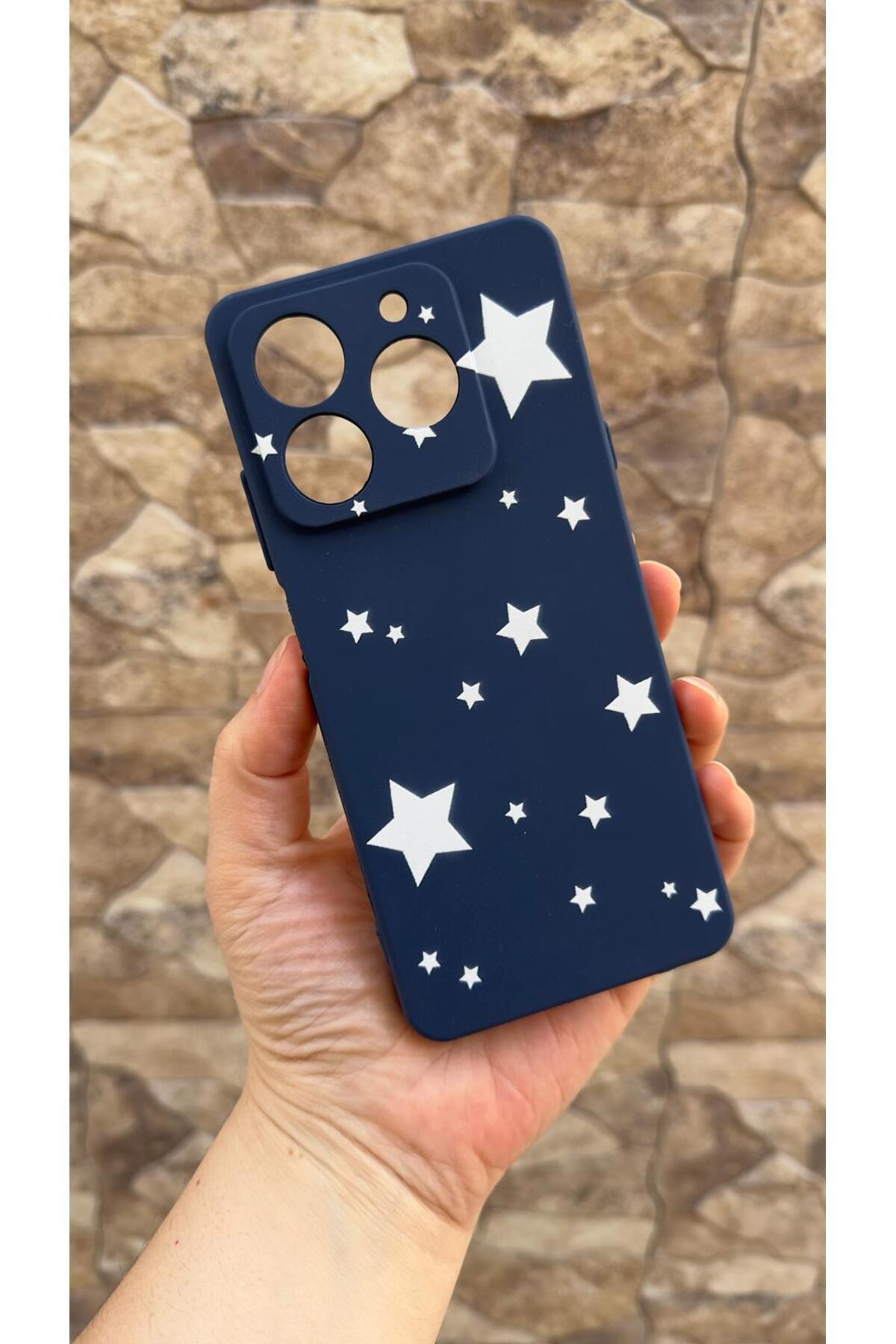 General Mobile Era 50 Uyumlu Mini Yıldız Desenli Silikon Darbe Emici Klasik Korumalı Rubber Kılıf