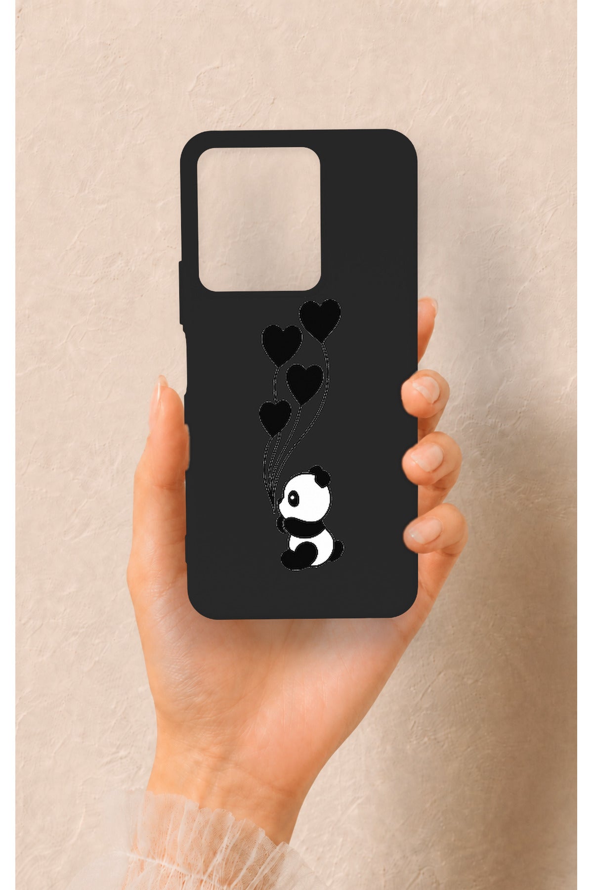 Vivo Y35 Uyumlu Kalpli Panda Desenli Silikon Kılıf