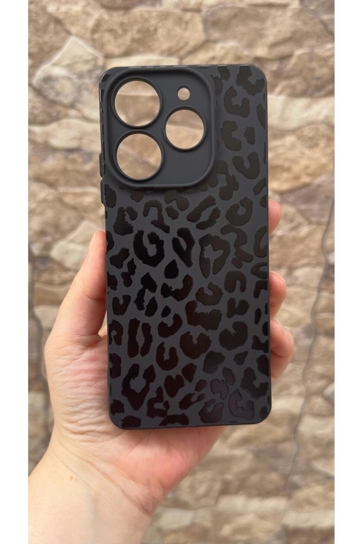 Tecno Spark 10 PRO Uyumlu Leopar Desenli Silikon Darbe Emici Rubber Kılıf