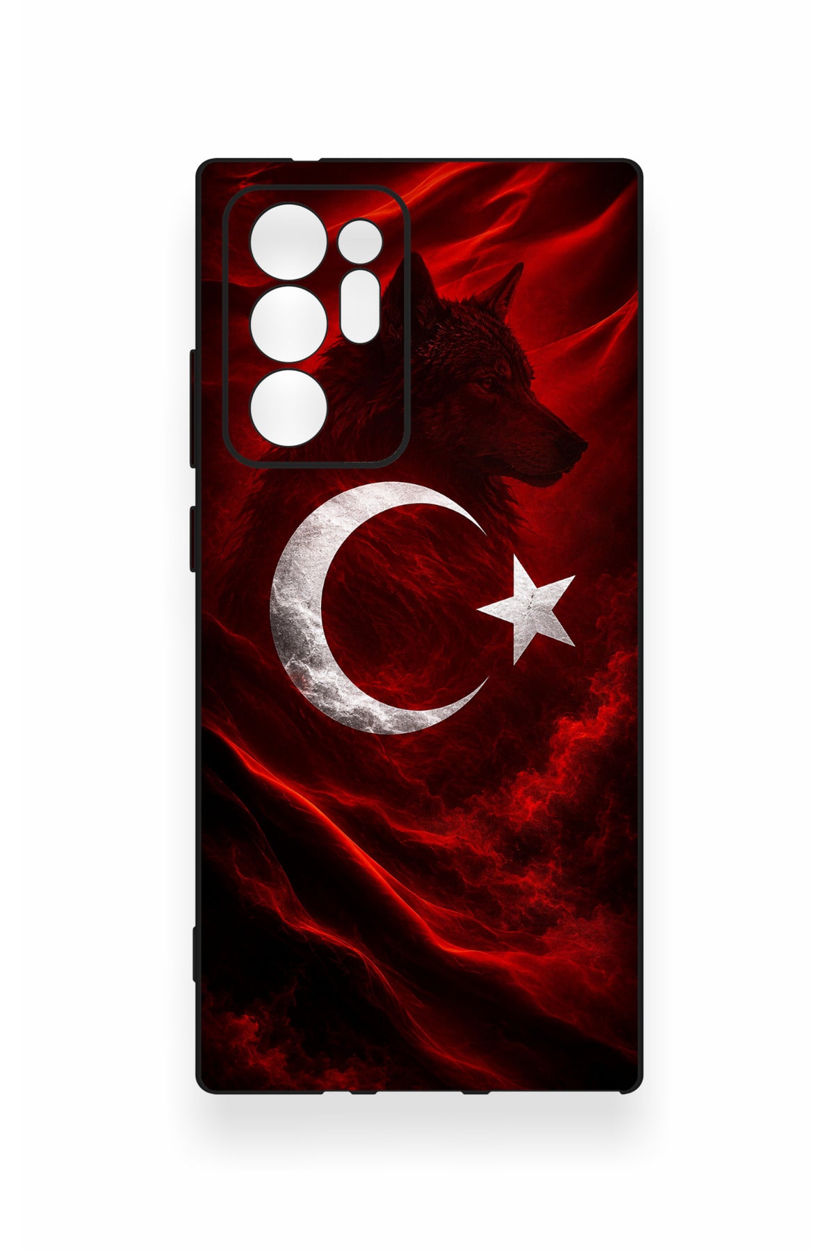 Samsung Note 20 Ultra Uyumlu Kurt Türk Bayrağı Desenli Silikon Kılıf