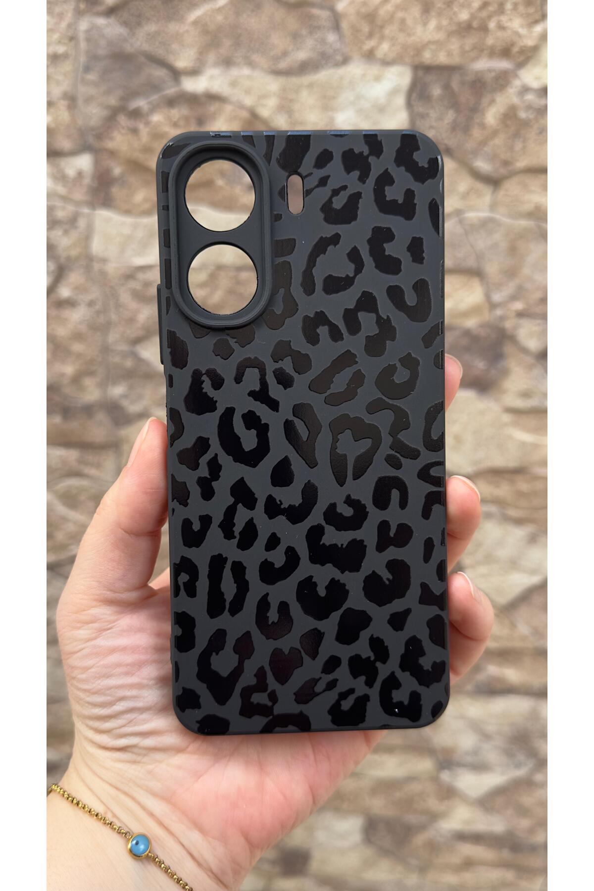 REDMİ 13C Uyumlu Leopar Desenli Silikon Darbe Emici Kamera Korumalı Yumuşak Rubber Kılıf