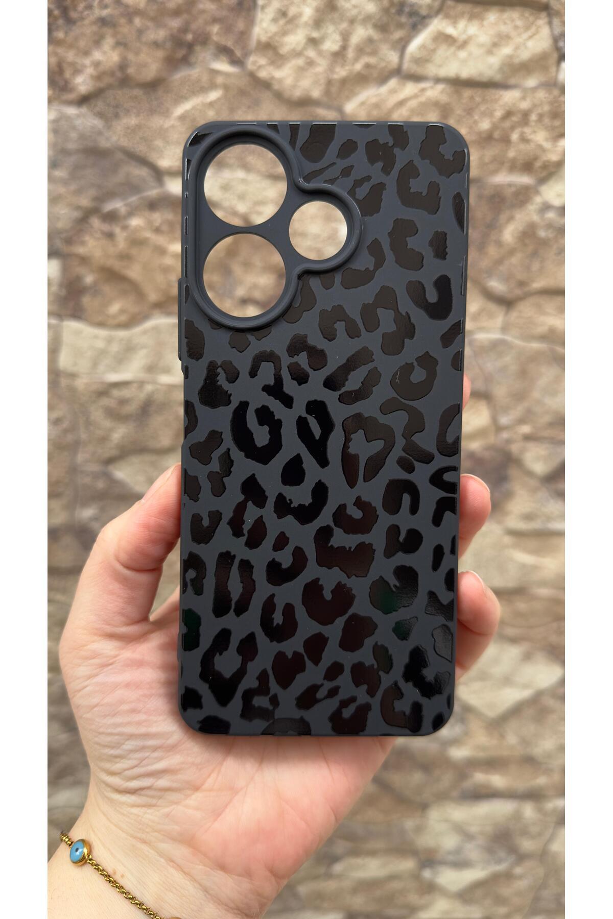 İNFİNİX HOT 30İ Uyumlu Leopar Desenli Silikon Darbe Emici Klasik Korumalı Rubber Kılıf