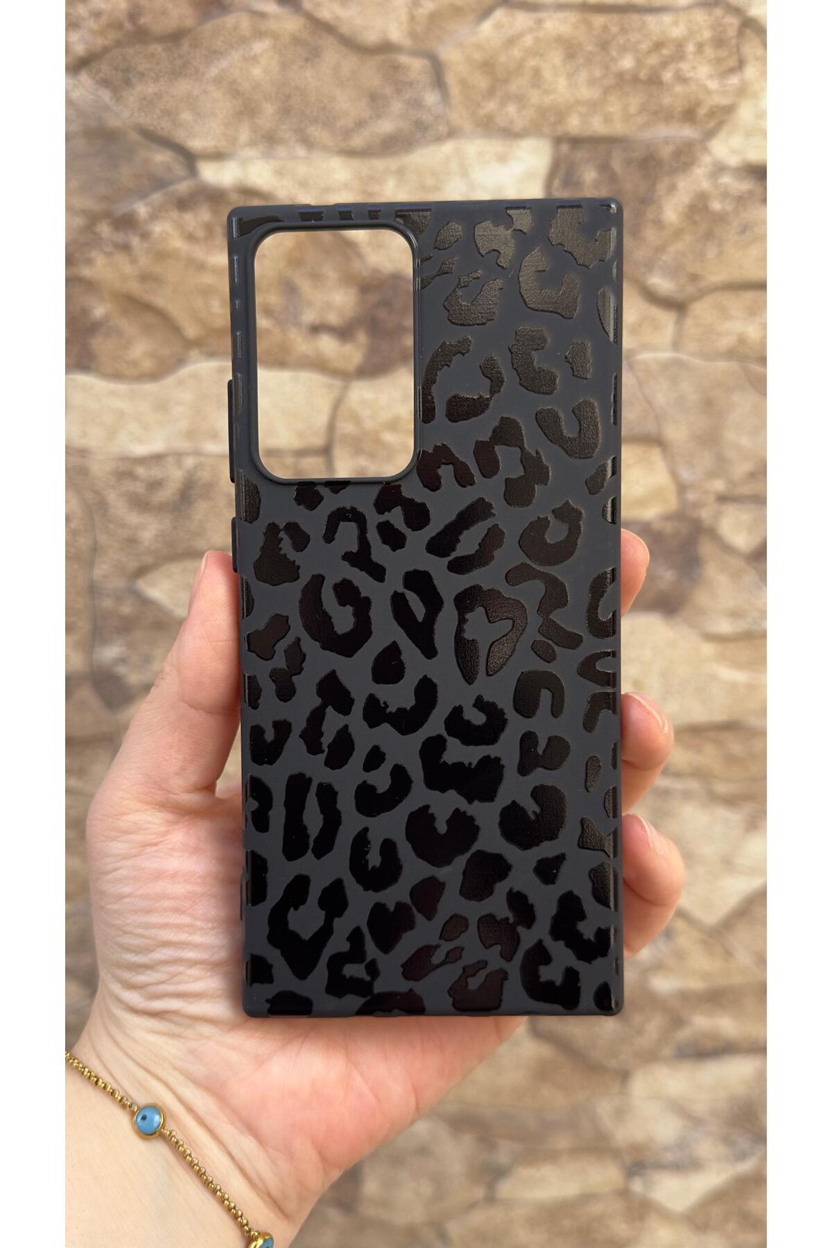 Samsung Galaxy Note 20 Ultra Uyumlu Leopar Desenli Silikon Darbe Emici Klasik Korumalı Rubber Kılıf