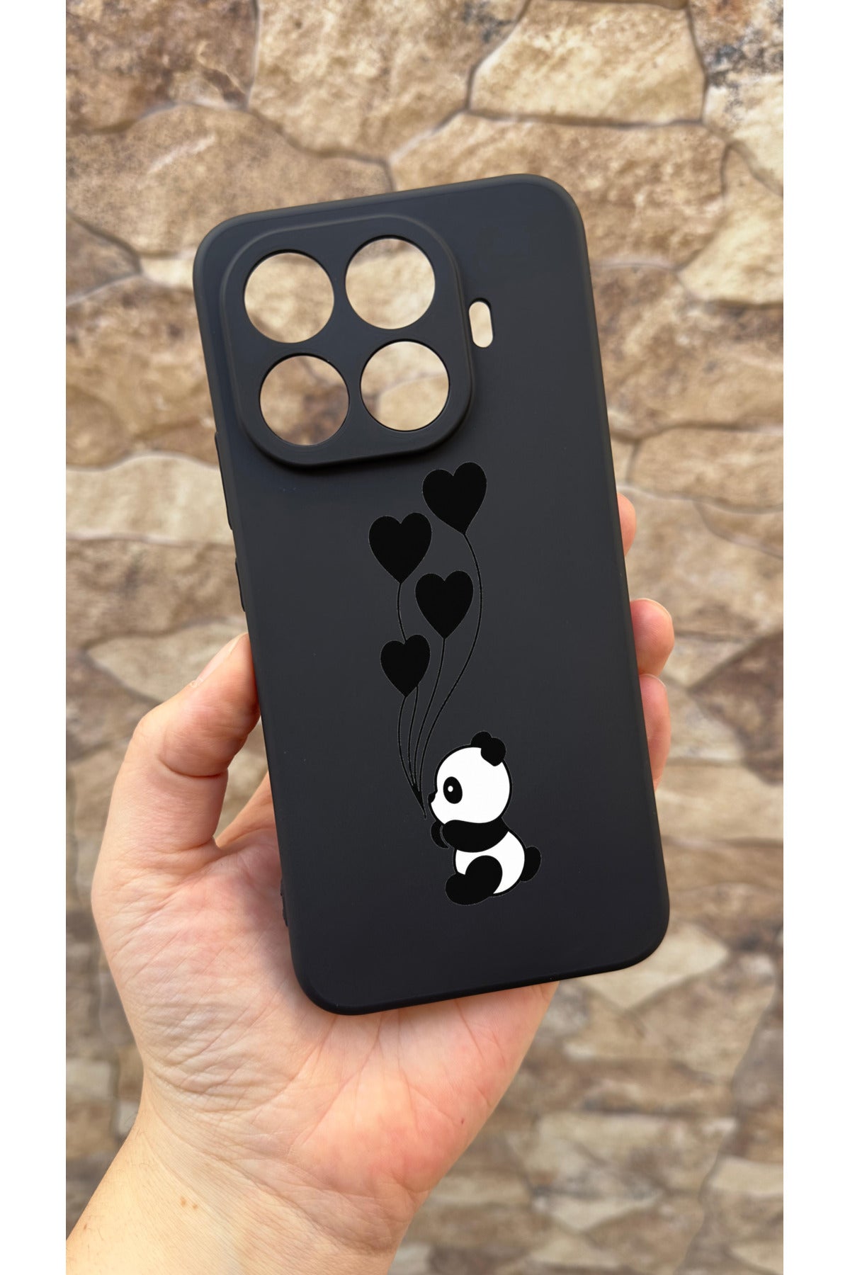 Mi 15T PRO Uyumlu Kalpli Panda Desenli Silikon Darbe Emici Klasik Korumalı Rubber Kılıf