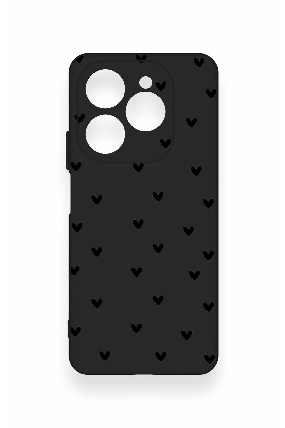 Tecno Spark 20 Pro Uyumlu Siyah Mini Kalp Desenli Silikon Kılıf