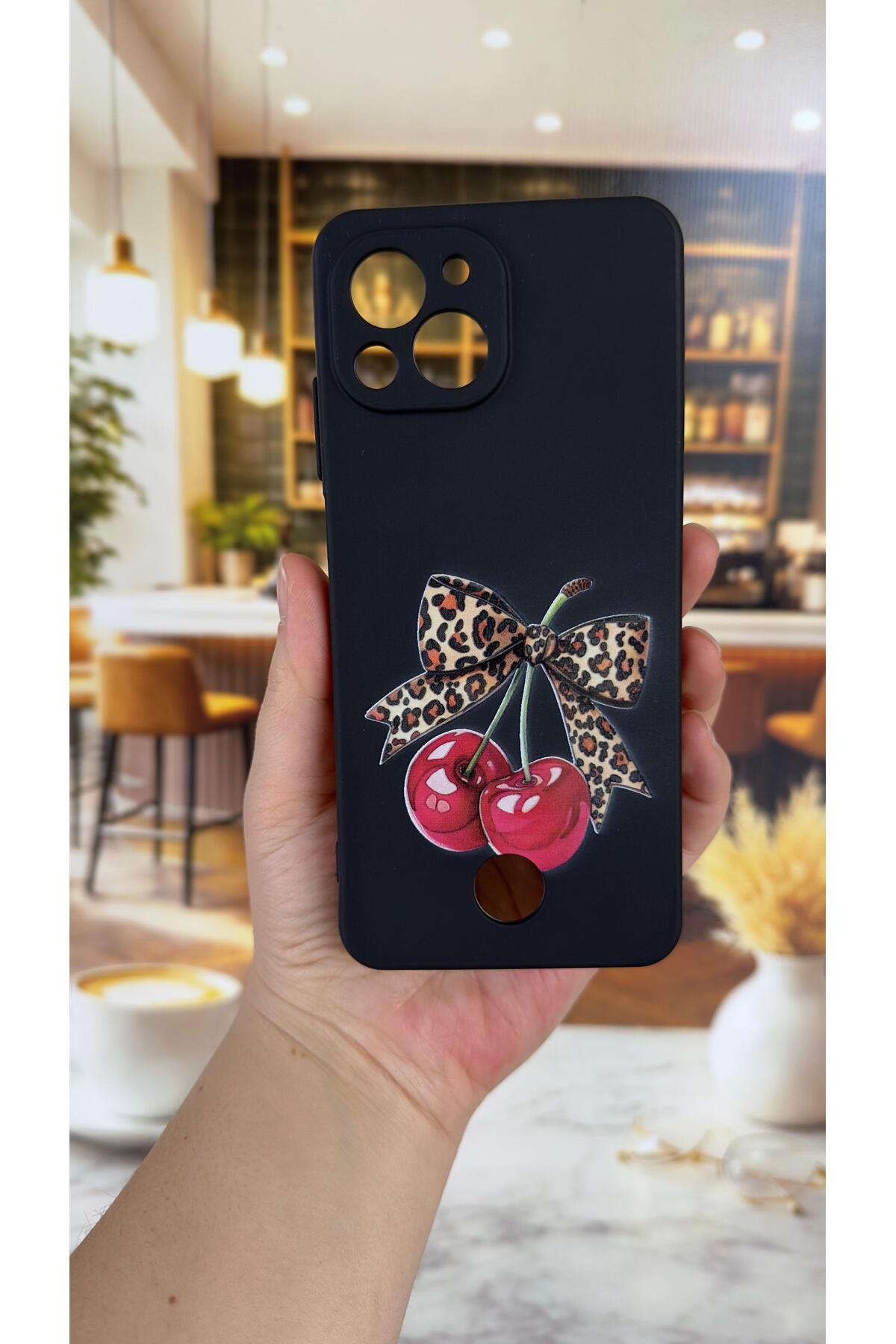 REEDER S23 PRO MAX Uyumlu Kiraz Fiyonk Leopar Desenli Silikon Darbe Emici Klasik Rubber Kılıf