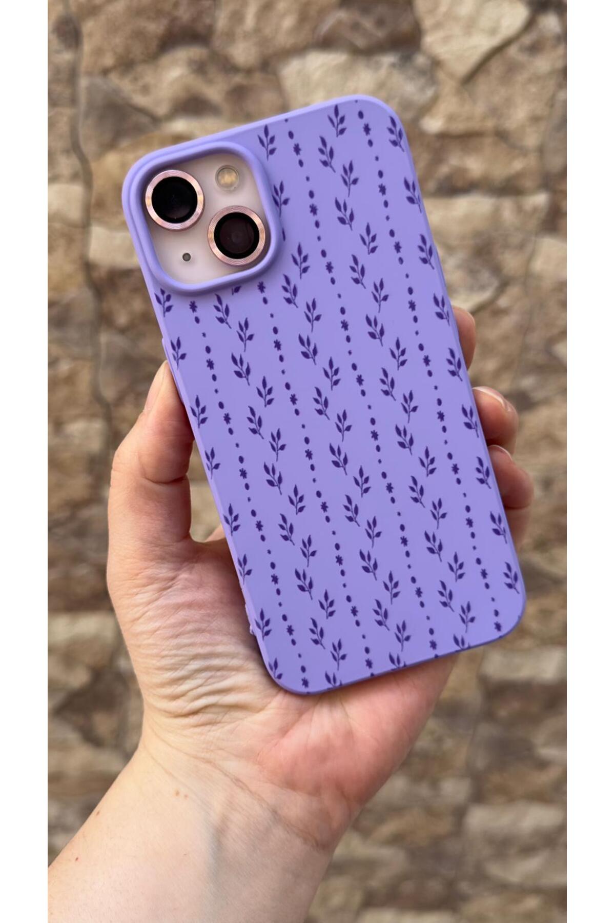 iPhone 13 Uyumlu Sarmaşık Desenli Silikon Darbe Emici Klasik Korumalı Rubber Kılıf