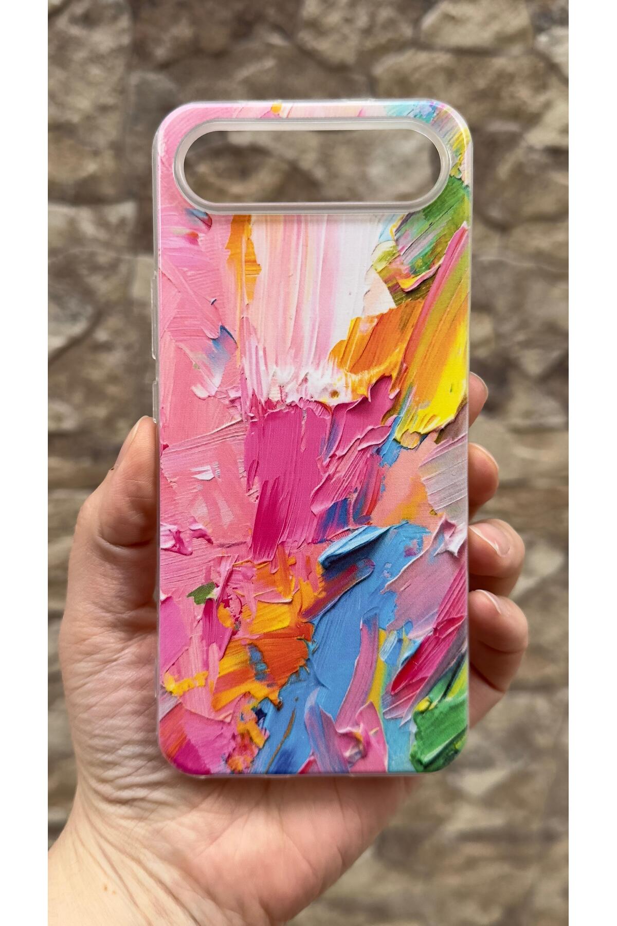 Tecno Spark Slim Uyumlu Renkli Soyut Desenli Şeffaf Darbe Emici Kamera Korumalı Clear Kılıf