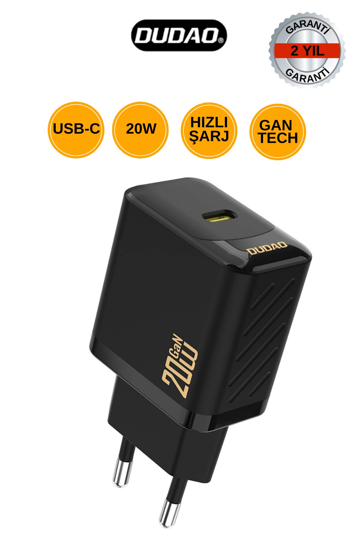 DUDAO A26 PD20W GaN USB-C Şarj Cihazı - SİYAH