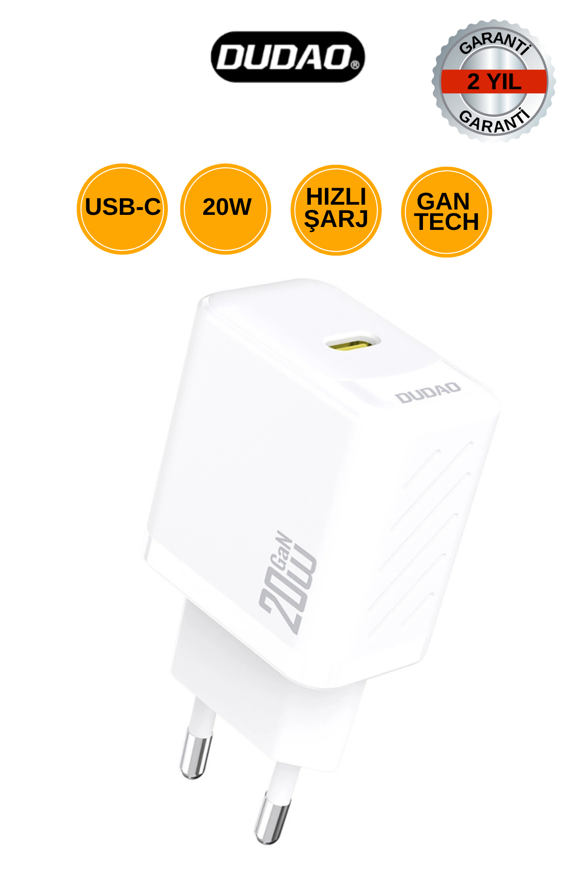 DUDAO A26 PD20W GaN USB-C Şarj Cihazı - Beyaz