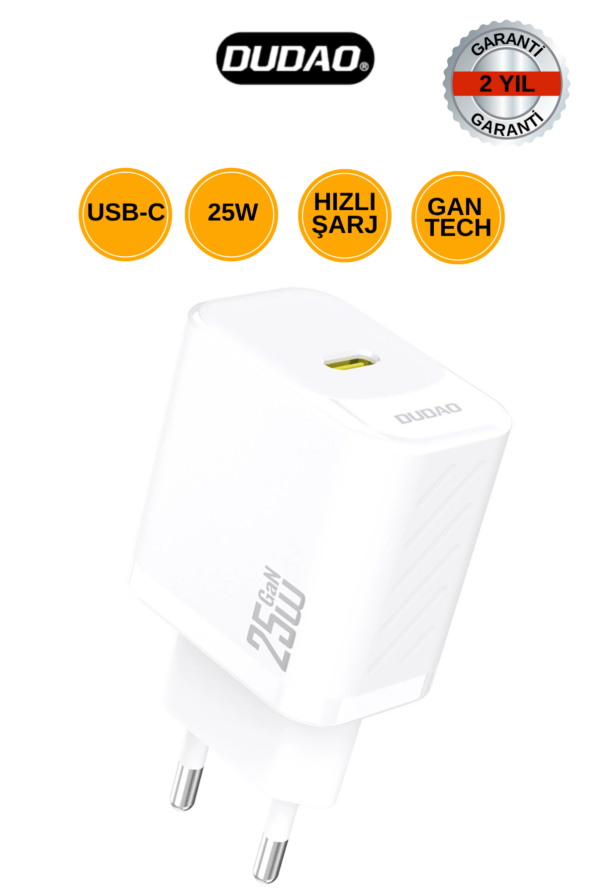 DUDAO A27 25W GaN USB-C Şarj Cihazı - Beyaz
