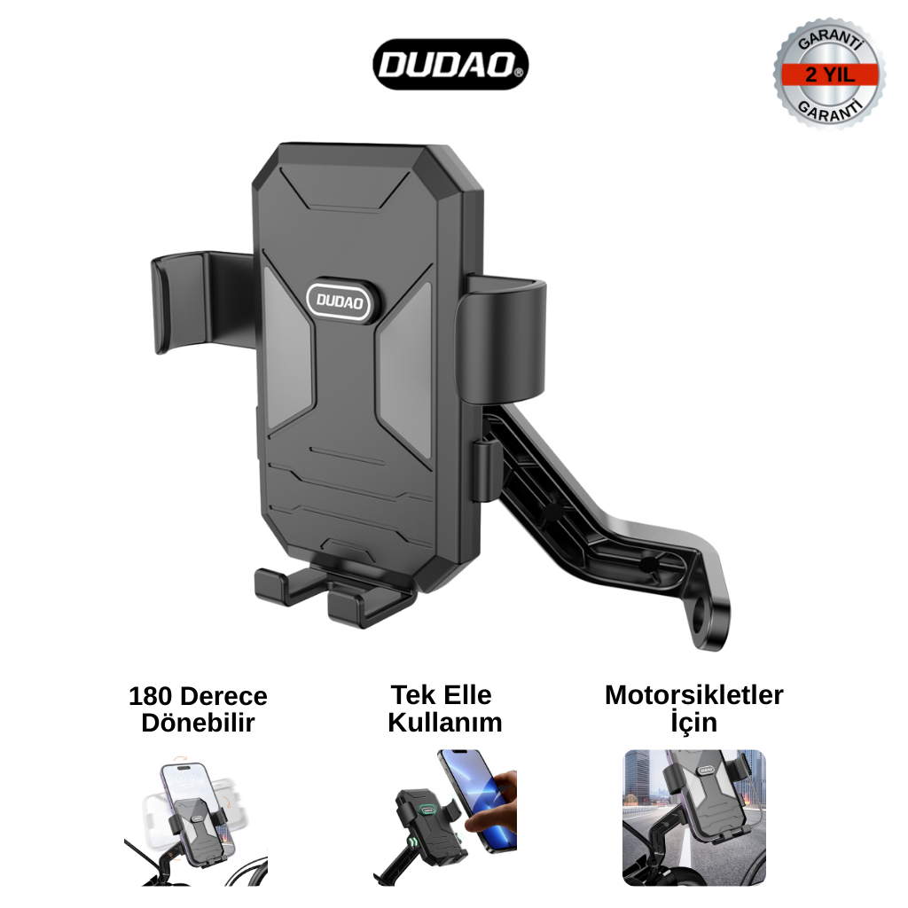 DUDAO F7C+ Motosiklet ve Bisiklet Telefon Tutucu (Tek Elle Kullanım, 180° Dönebilir, Güvenli Sabitleme)