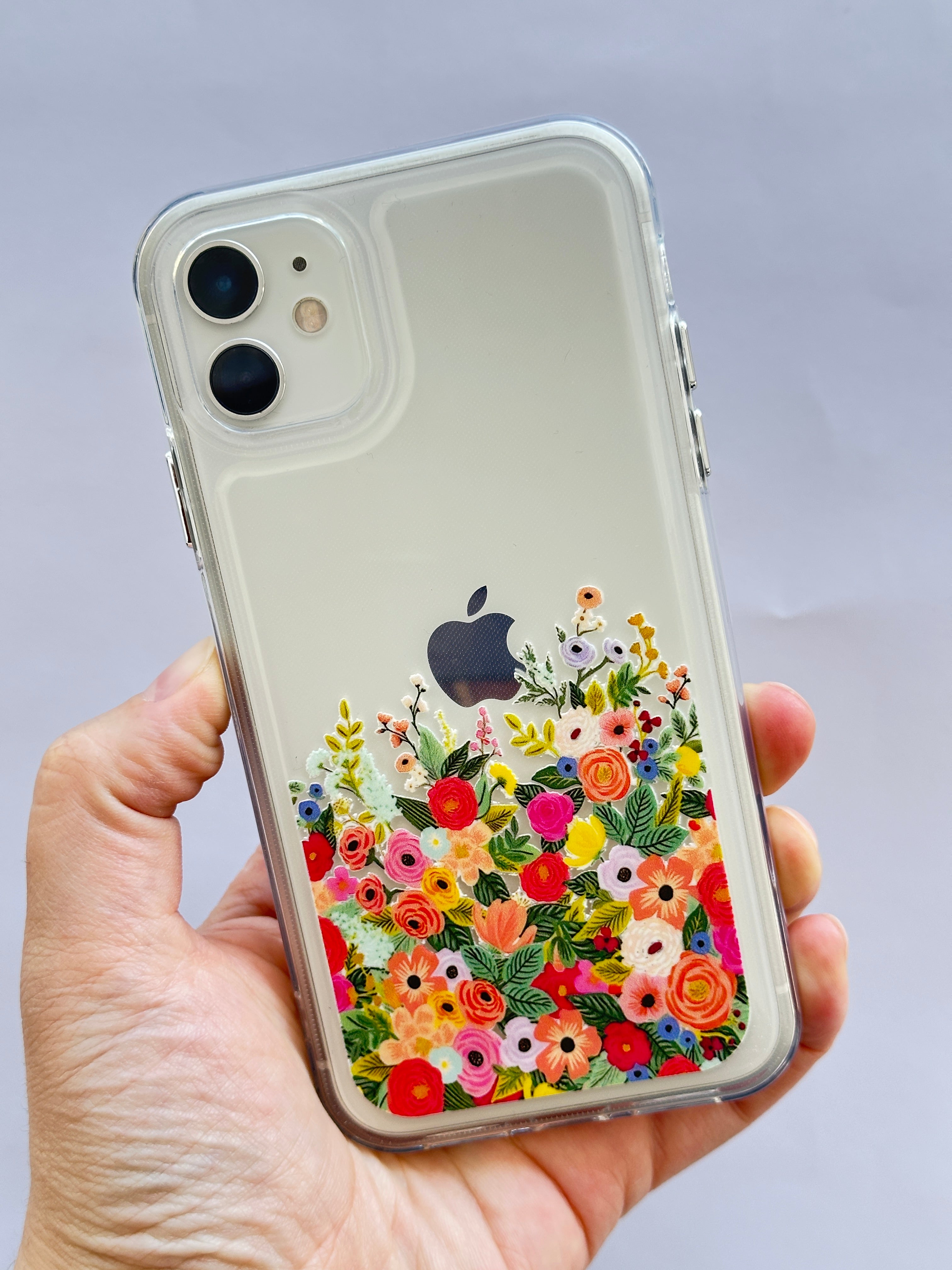 iPhone 11 Parlak Metal Tuşlu Çiçek Bahçesi Desenli Kılıf