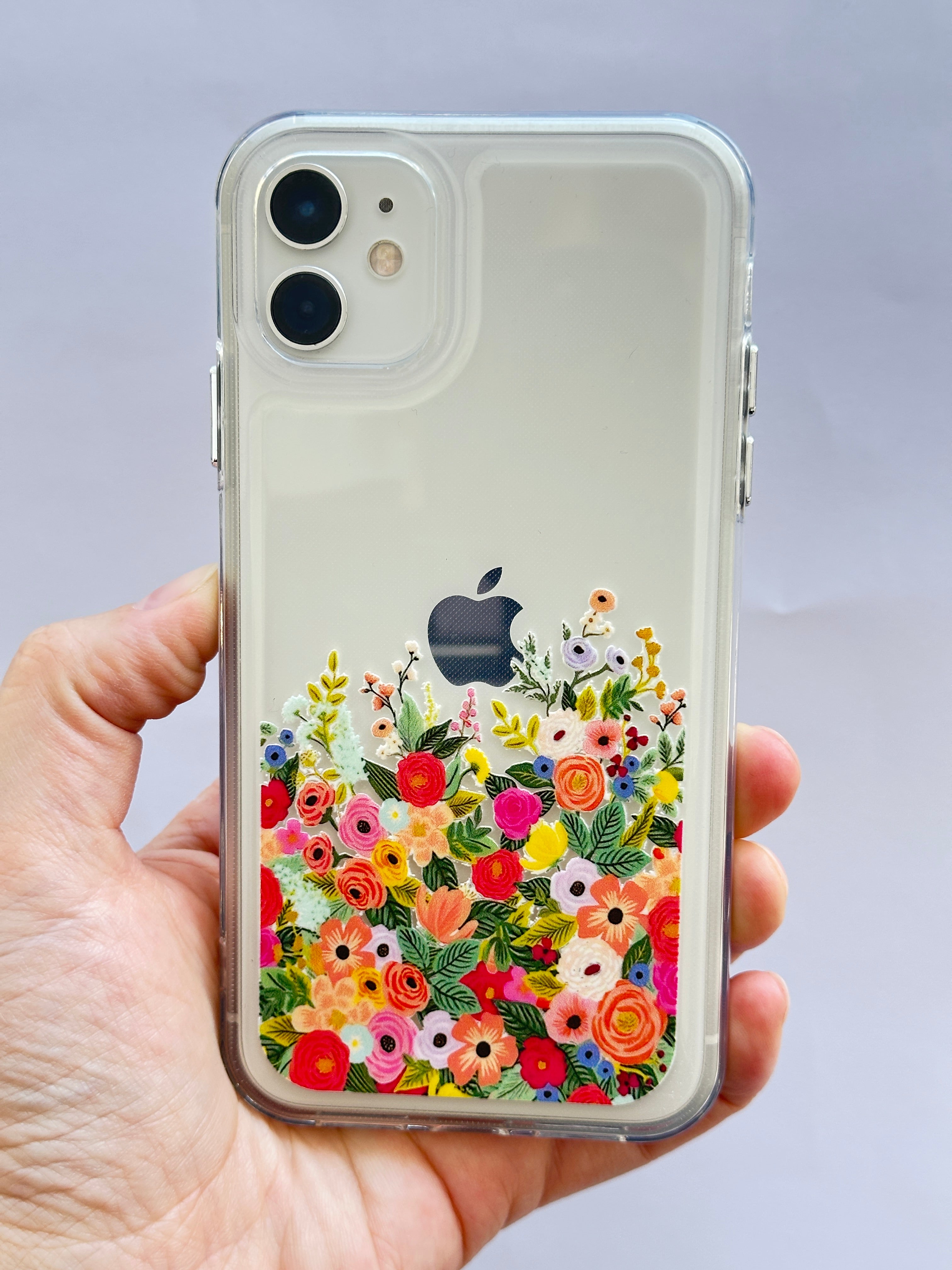 iPhone 11 Parlak Metal Tuşlu Çiçek Bahçesi Desenli Kılıf