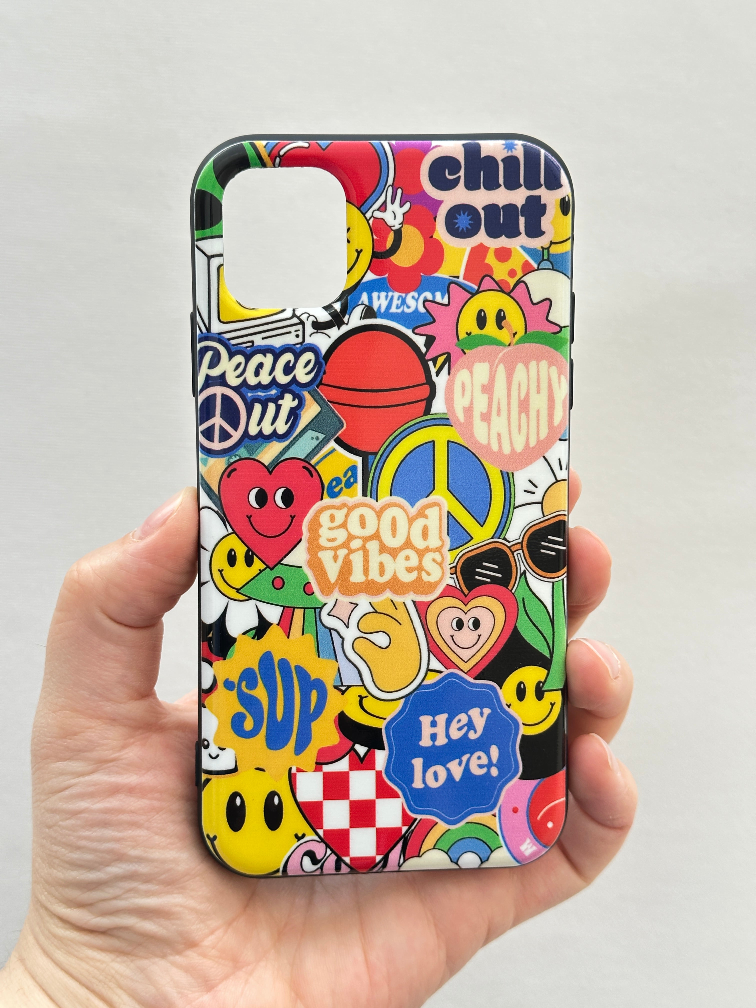 "Good Vibes" Dolu Rengarenk İçi Kadife Kaliteli Silikon Kılıf