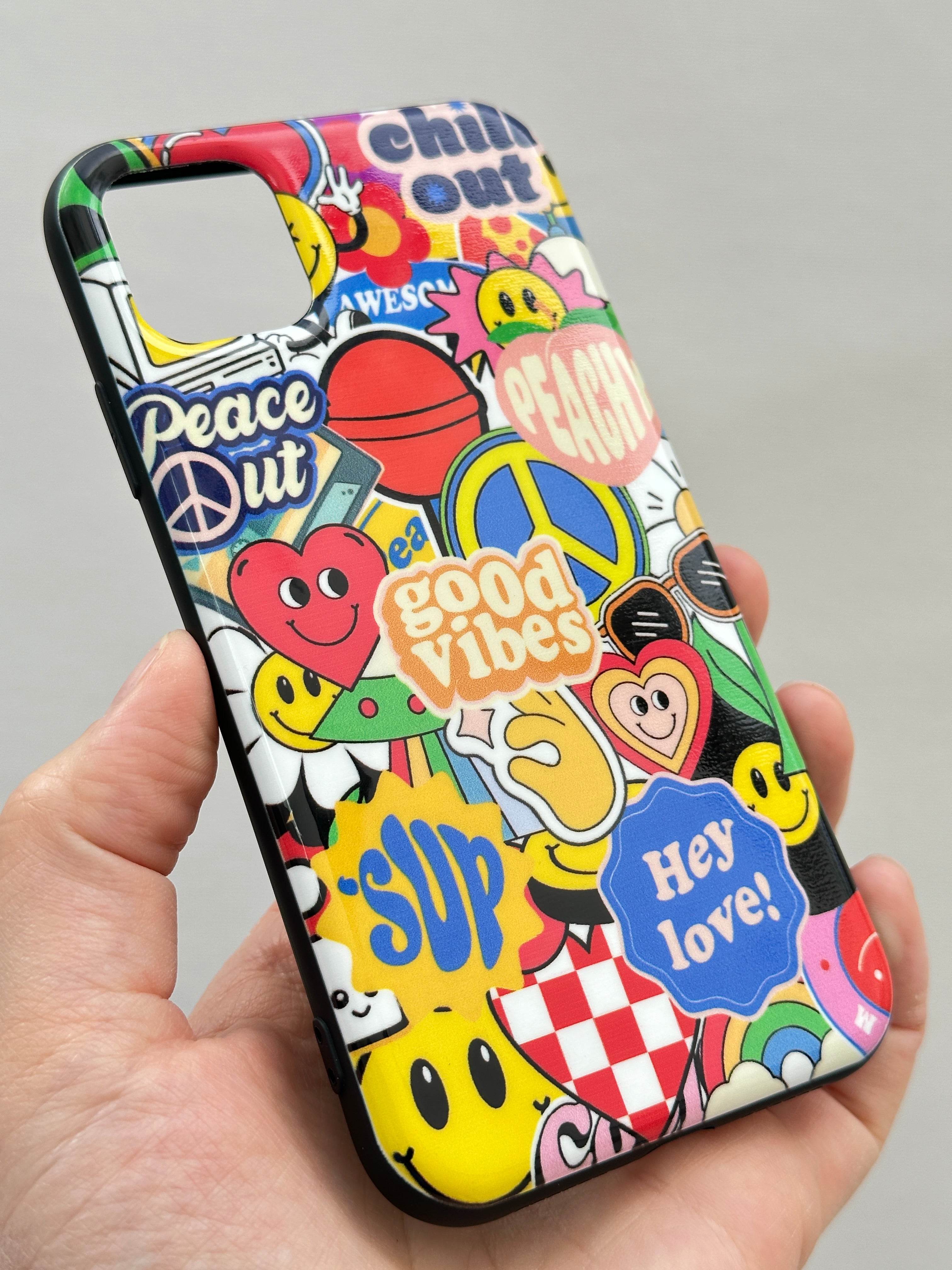 "Good Vibes" Dolu Rengarenk İçi Kadife Kaliteli Silikon Kılıf