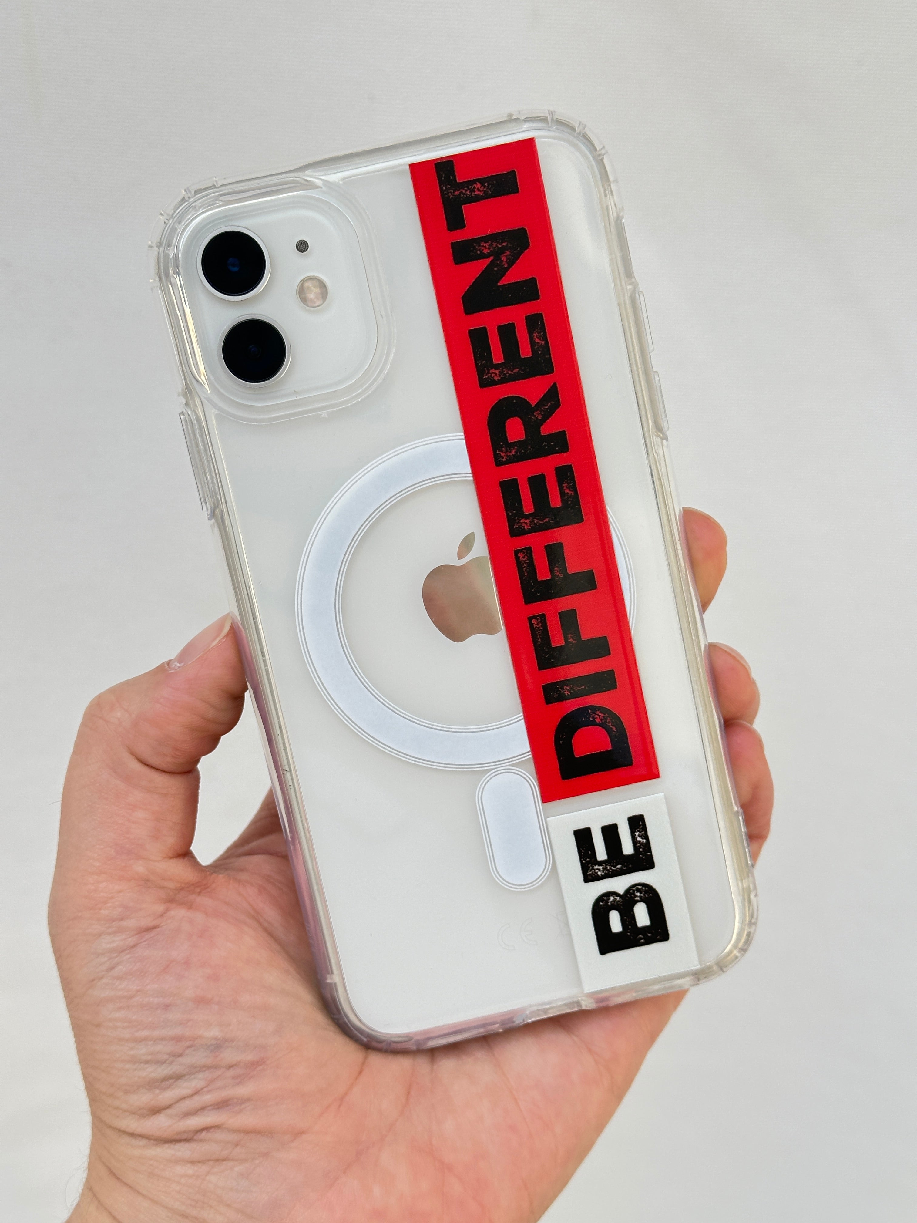 Şeffaf 'BE DIFFERENT' Magsafe Wireless Kablosuz Şarj Destekli V-mags Kılıf