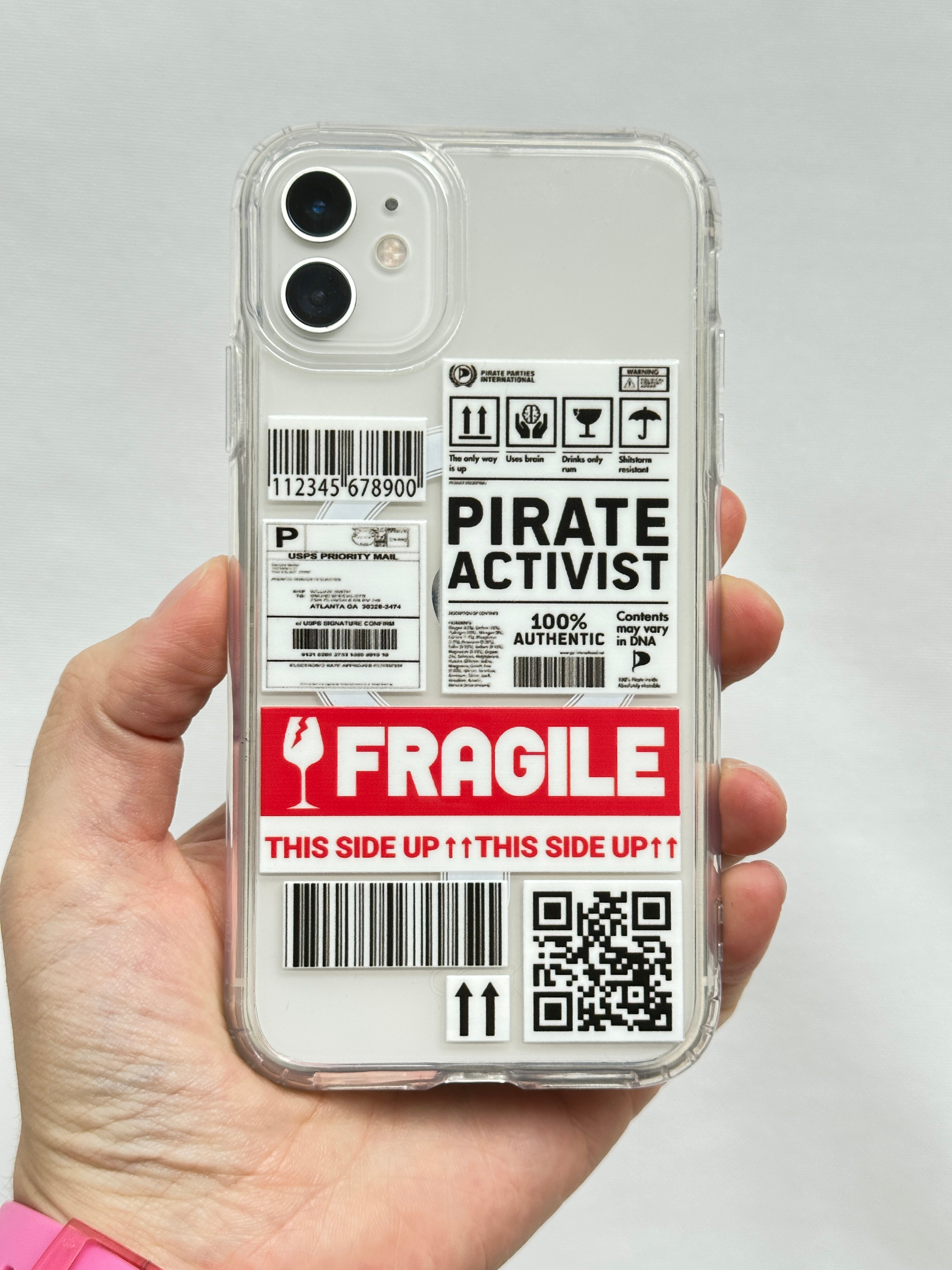 FRAGILE Yazılı Şeffaf Magsafe Wireless Kablosuz Şarj Destekli V-mags Kılıf