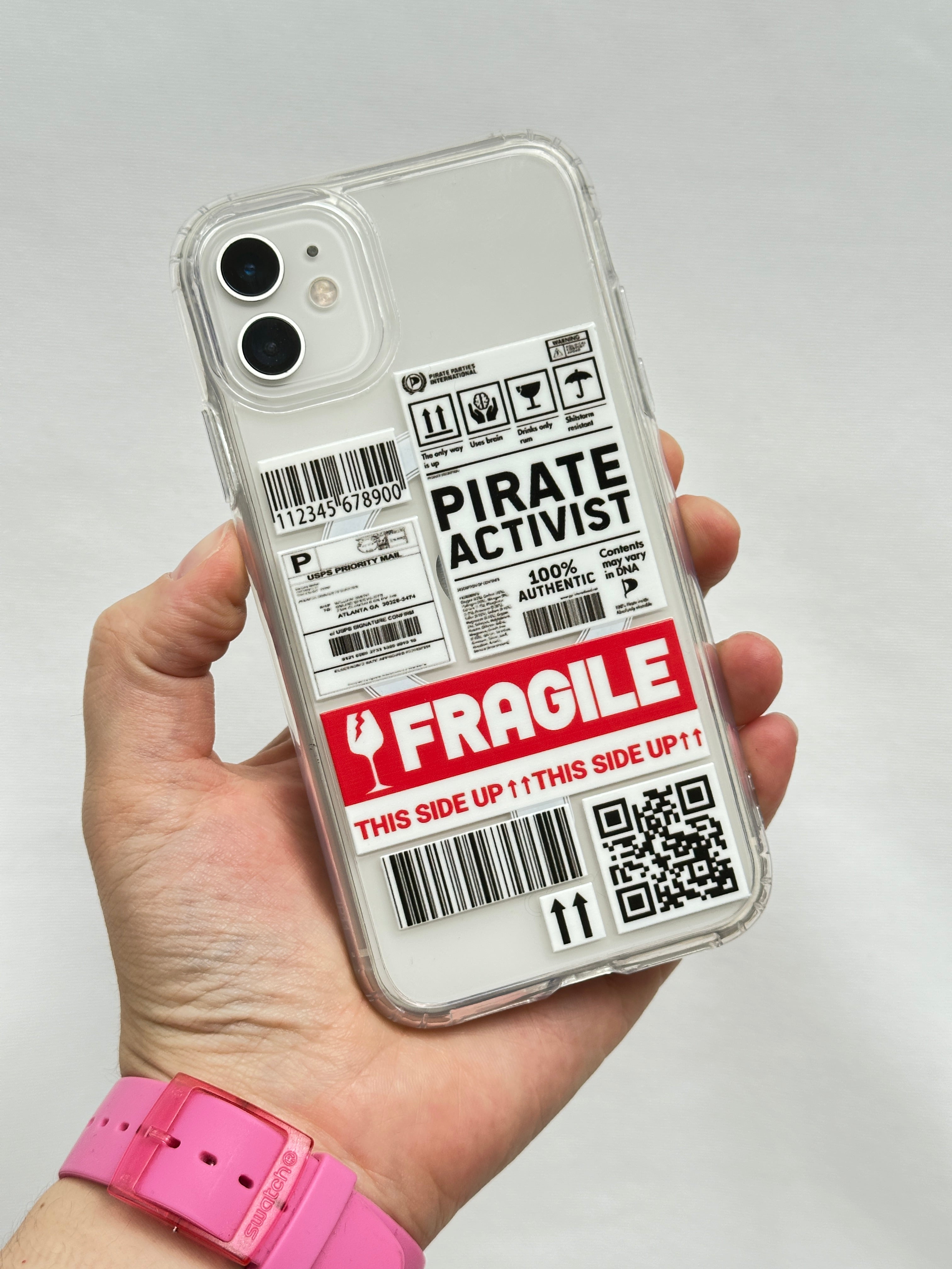 FRAGILE Yazılı Şeffaf Magsafe Wireless Kablosuz Şarj Destekli V-mags Kılıf